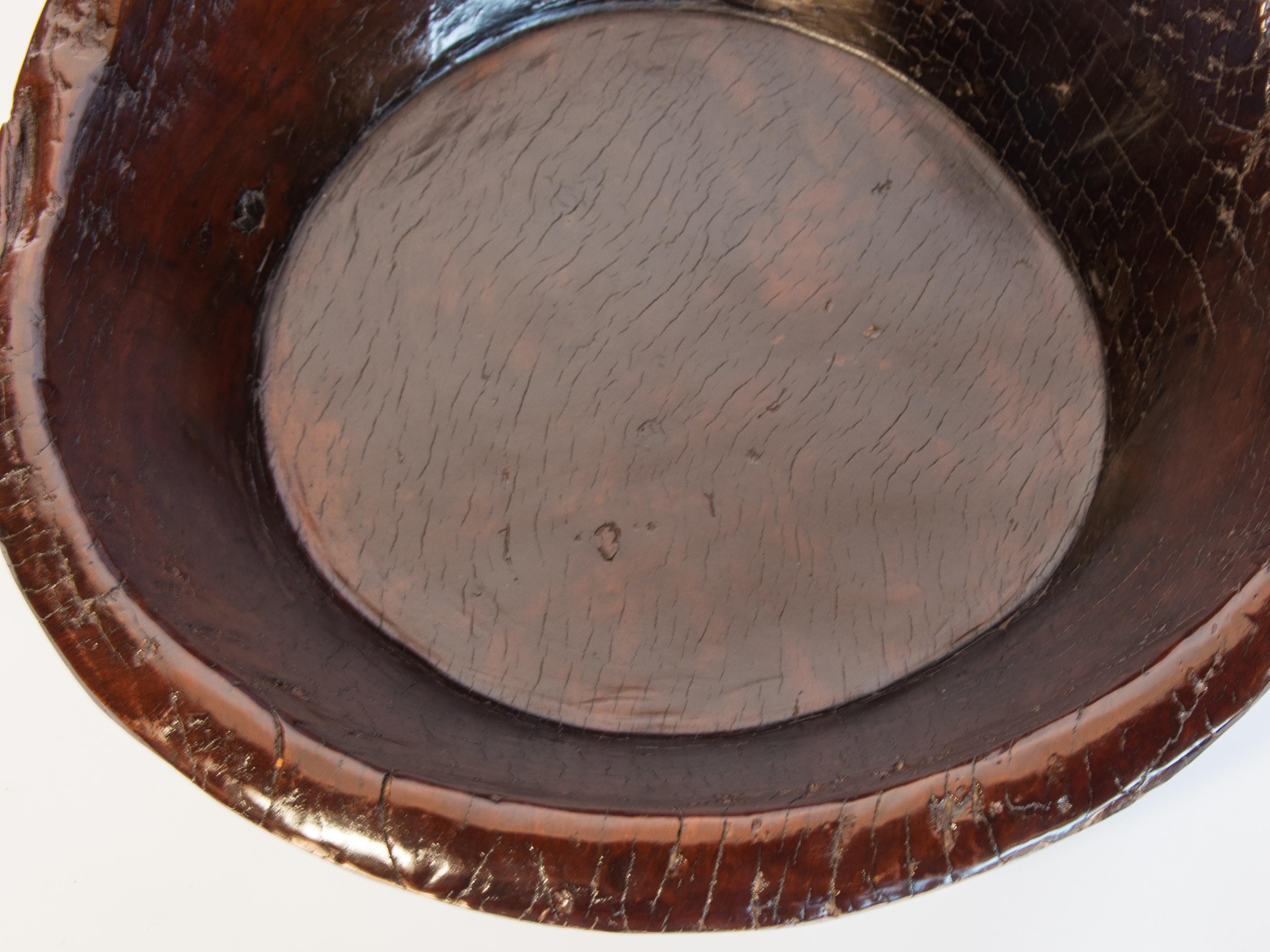 Old Tribal Wooden Bowl from the Nepal Himal, Mid-20th Century 8