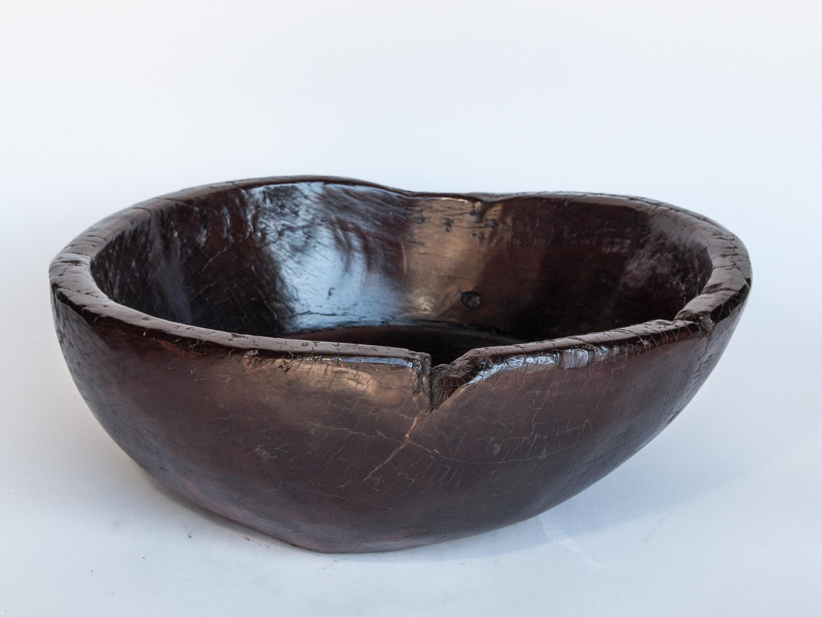 Old Tribal Wooden Bowl from the Nepal Himal, Mid-20th Century 1