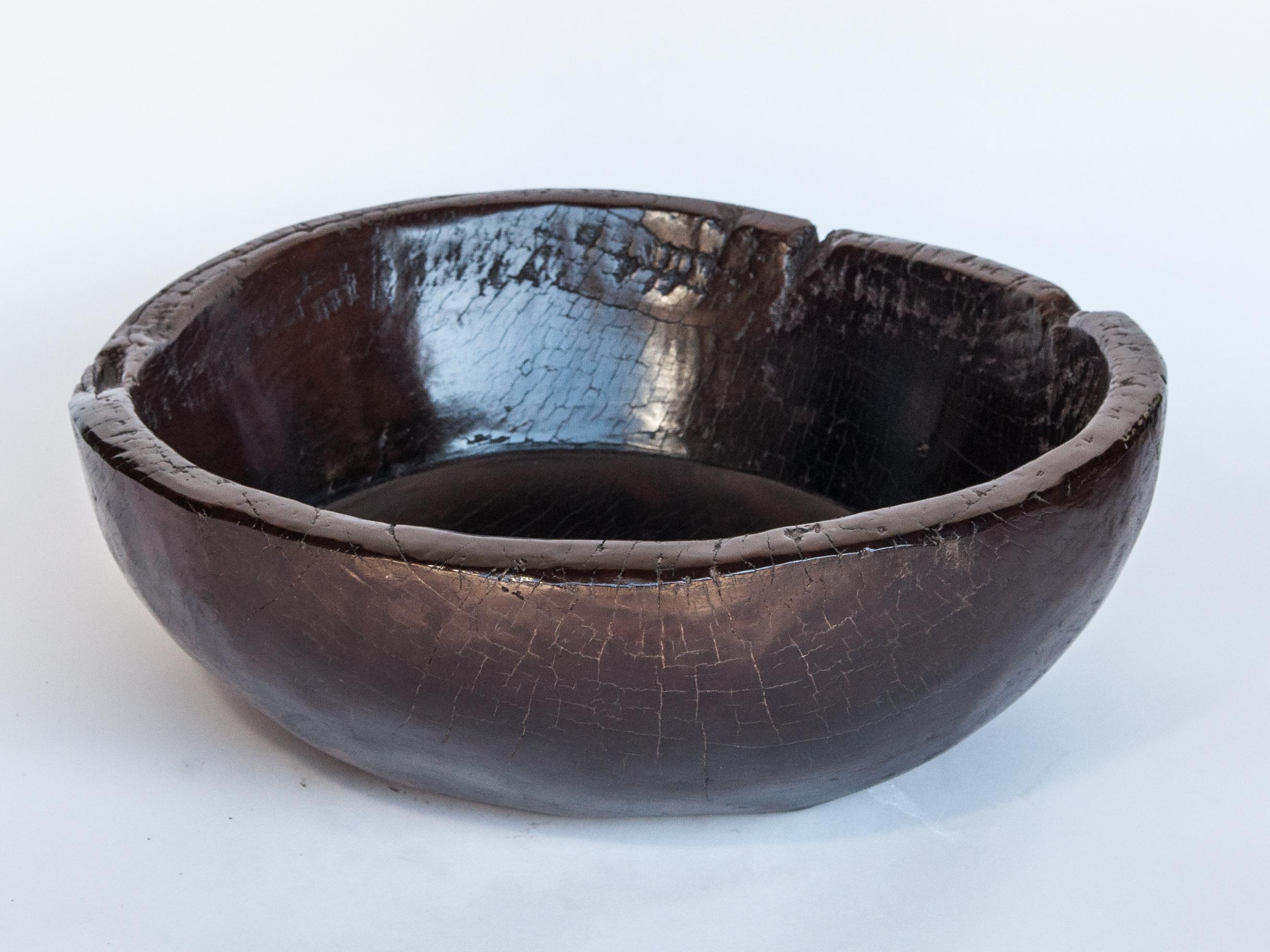 Old Tribal Wooden Bowl from the Nepal Himal, Mid-20th Century 2