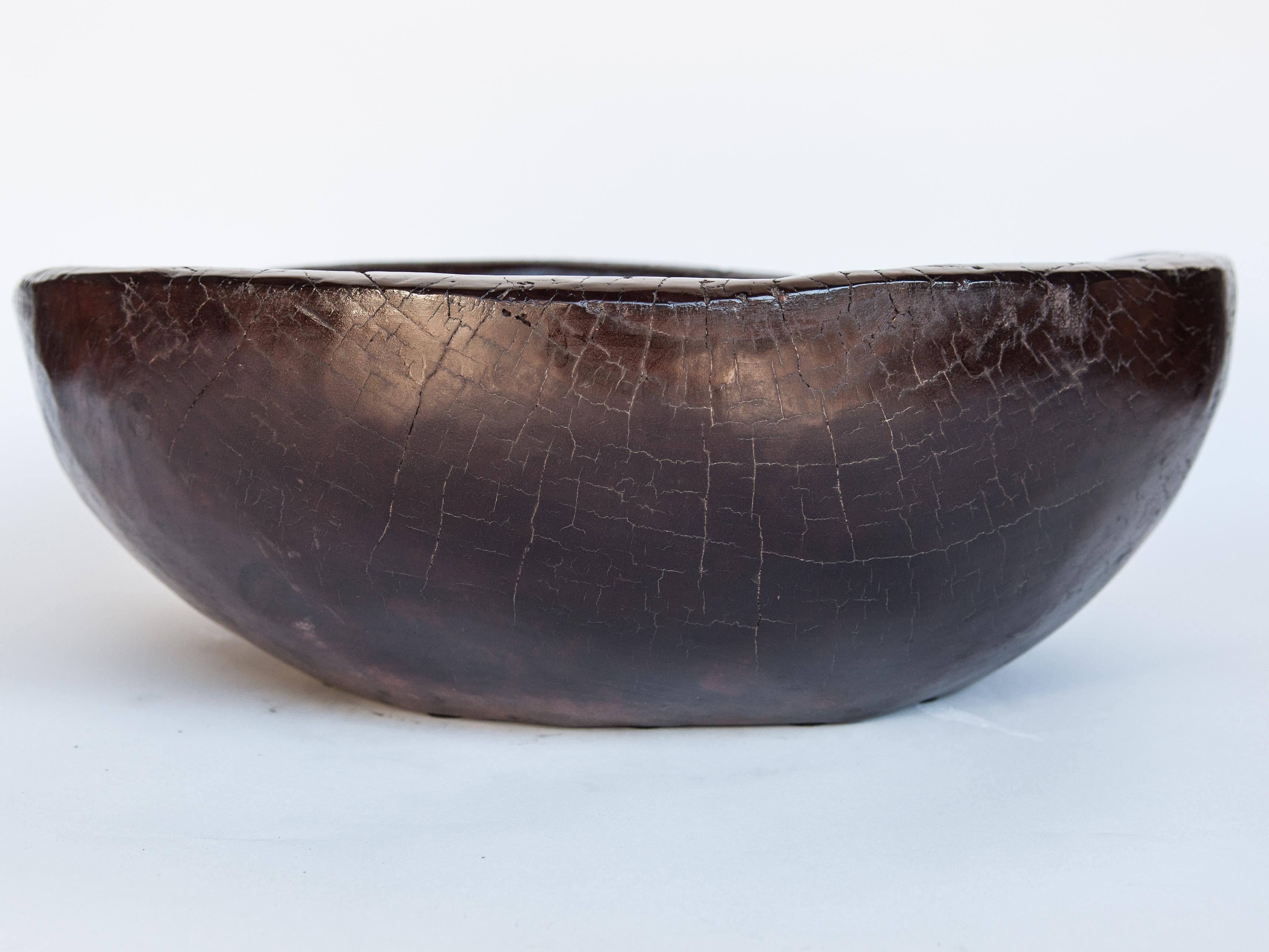 Old Tribal Wooden Bowl from the Nepal Himal, Mid-20th Century 3