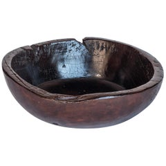 Vintage Old Tribal Wooden Bowl from the Nepal Himal, Mid-20th Century