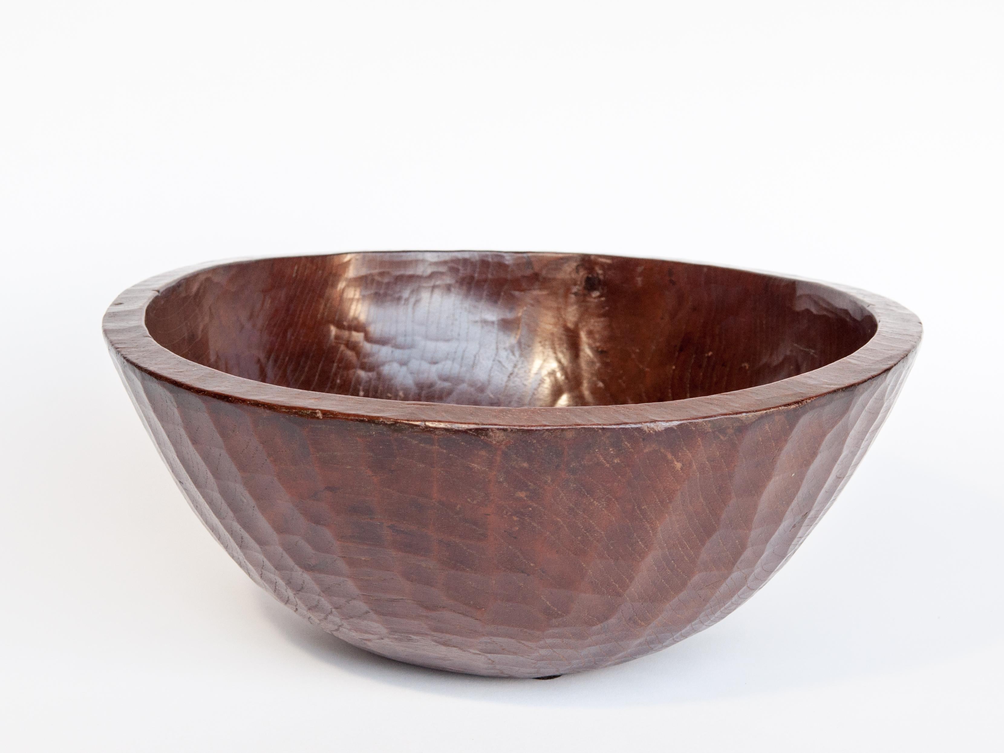 Organic Modern Old Tribal Wooden Bowl from the West Nepal Himal, Mid-20th Century