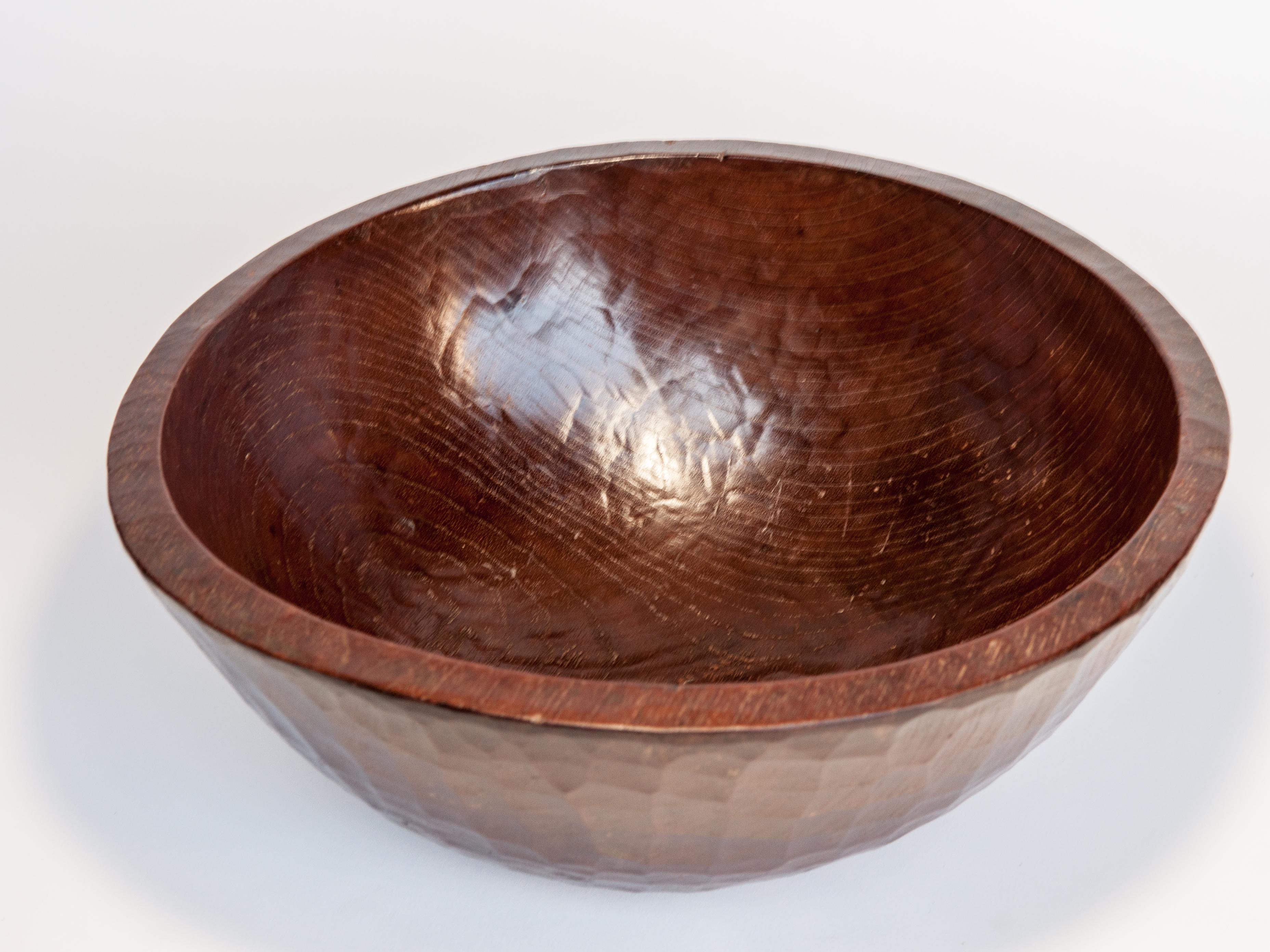 Hand-Crafted Old Tribal Wooden Bowl from the West Nepal Himal, Mid-20th Century