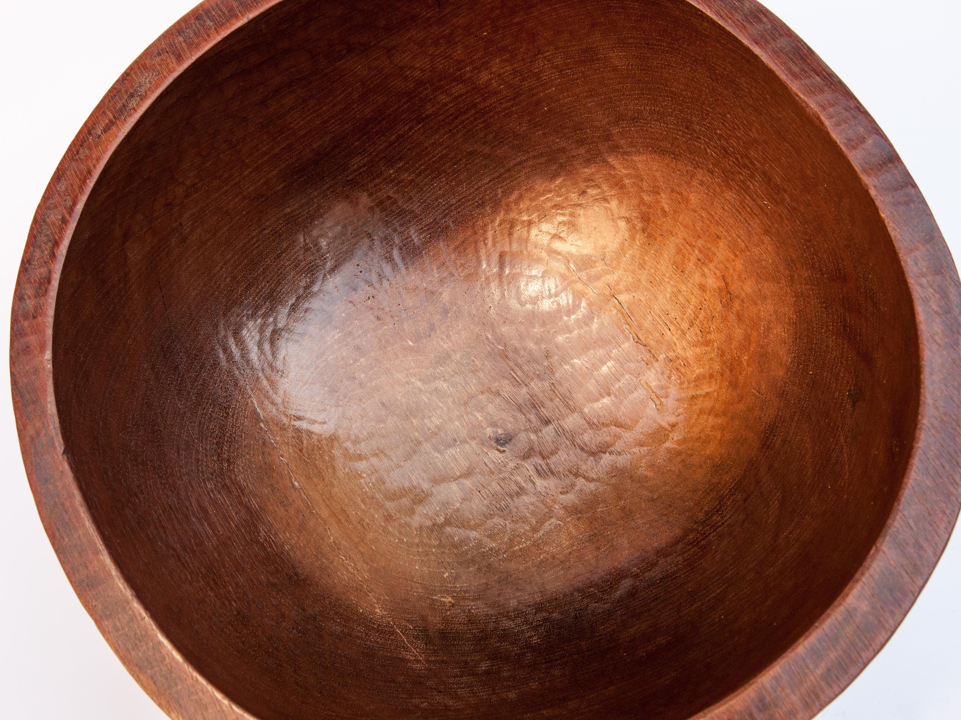 Old Tribal Wooden Bowl from West Nepal Himal, Mid-20th Century In Good Condition In Point Richmond, CA