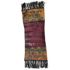 Old North African Tuareg Leather Pillow & Runner