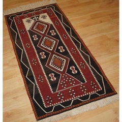 Old Turkish Kayseri Prayer Kilim with Silver Metal Thread, circa 1930