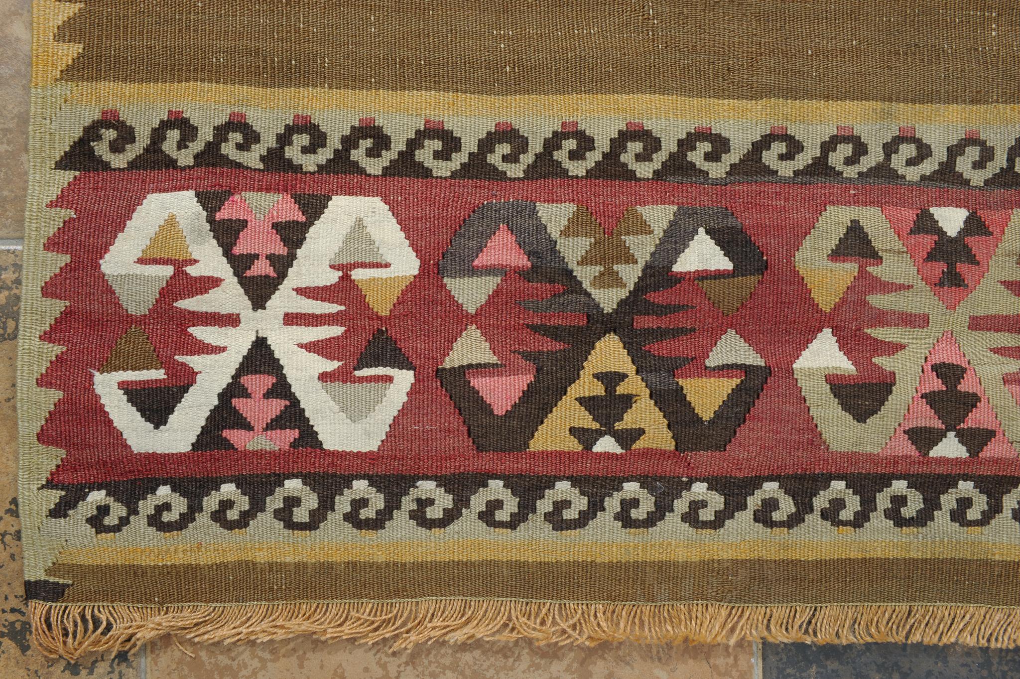 Hand-Woven Old Turkish Kilim Runner For Sale