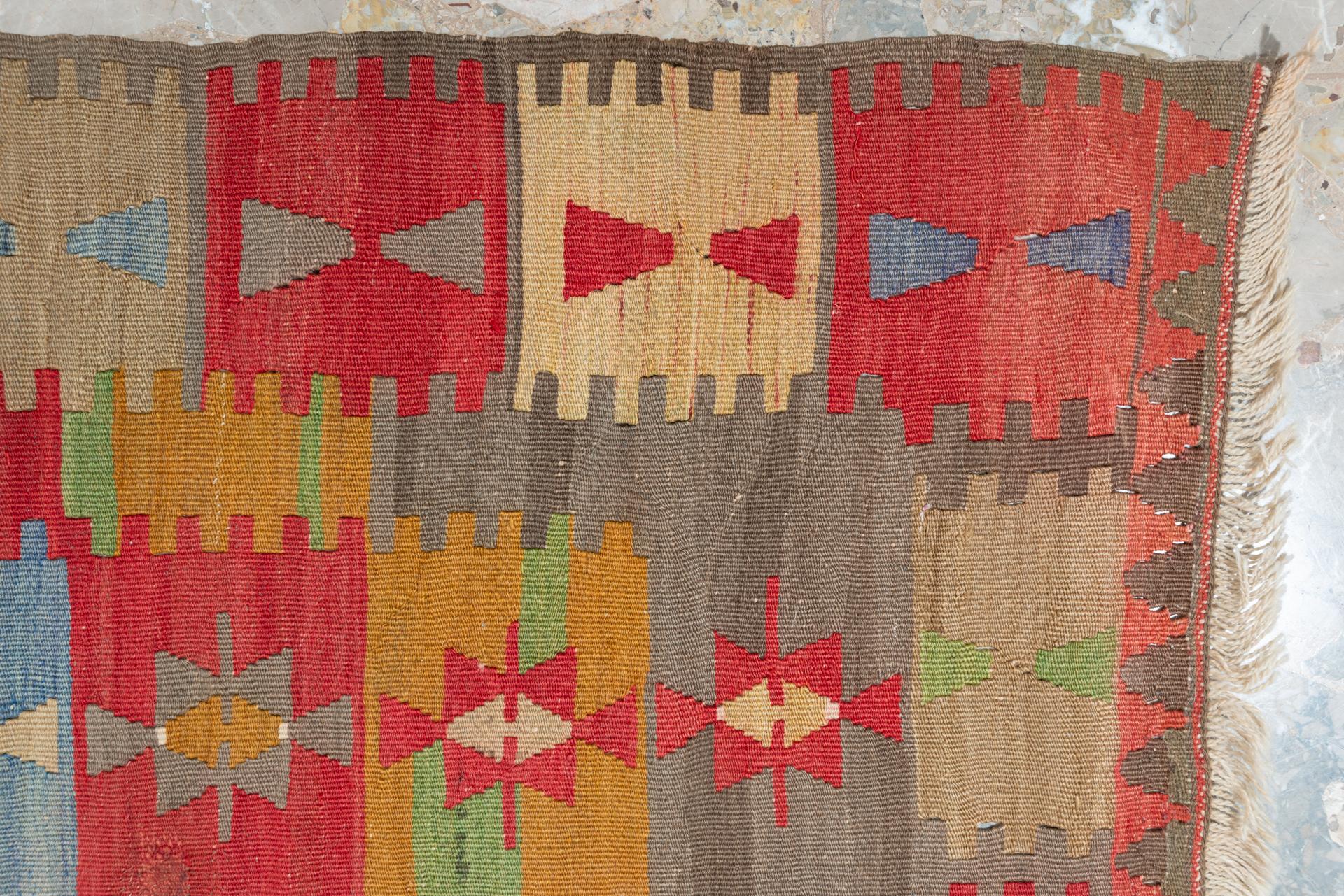 Old Turkish Kilim Runner or Fragment For Sale 2