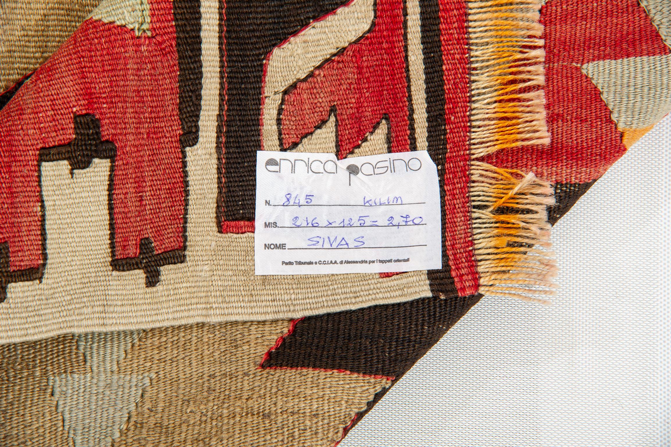 Old pleasant Turkish kilim from the famous town SIVAS, with long tradition.
It may be set everywhere.
refer. nr. 845 -
 
