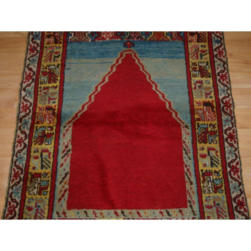 20th Century Old Turkish Kirsehir Village Prayer Rug of Classic Design For Sale