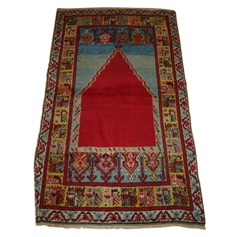 Tapis de prière turc ancien du village de Kirsehir au design classique