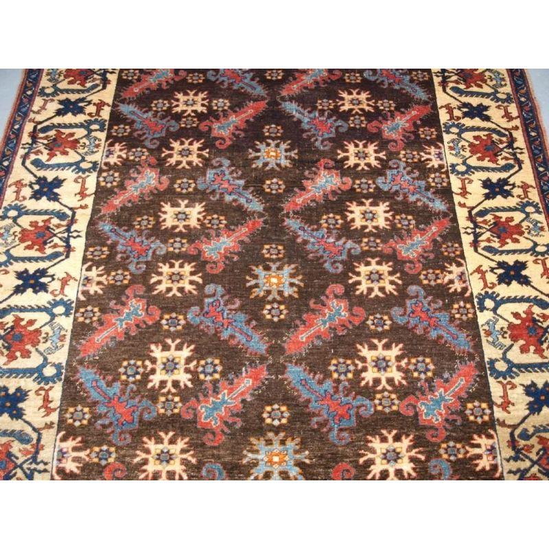 Old Turkish Rug in the Ottoman Transylvanian Lotto Style, About 50 Years Old In Good Condition For Sale In Moreton-In-Marsh, GB