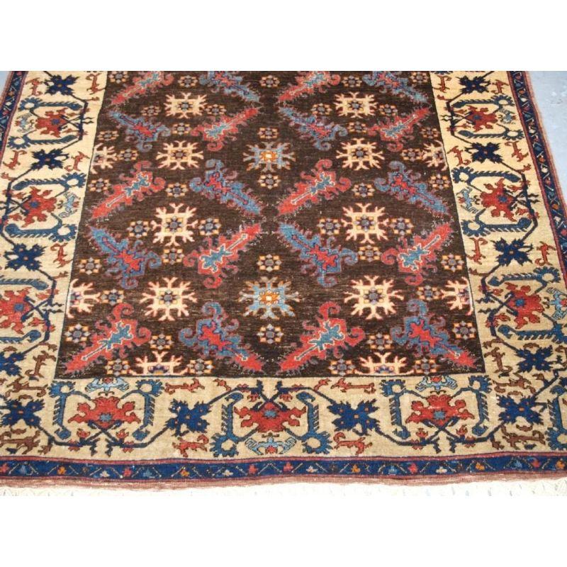 Late 20th Century Old Turkish Rug in the Ottoman Transylvanian Lotto Style, About 50 Years Old For Sale