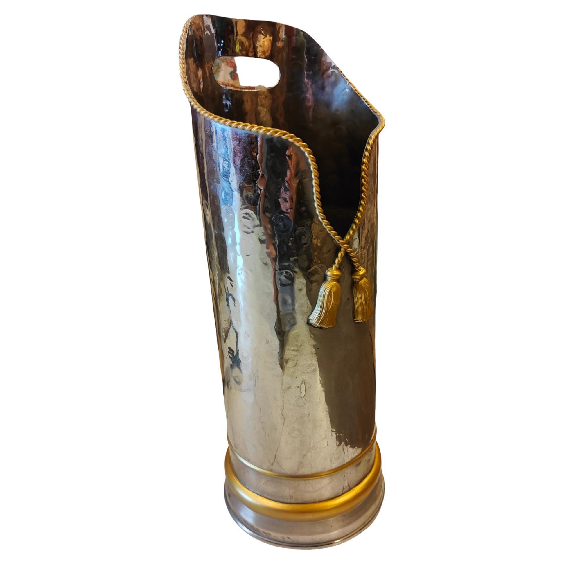 Old Umbrella Stand in Silver and Gold For Sale