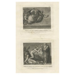 Old Vatican Frescoes ; Separation of Land from Sea & The Creation of Eve, vers 1780