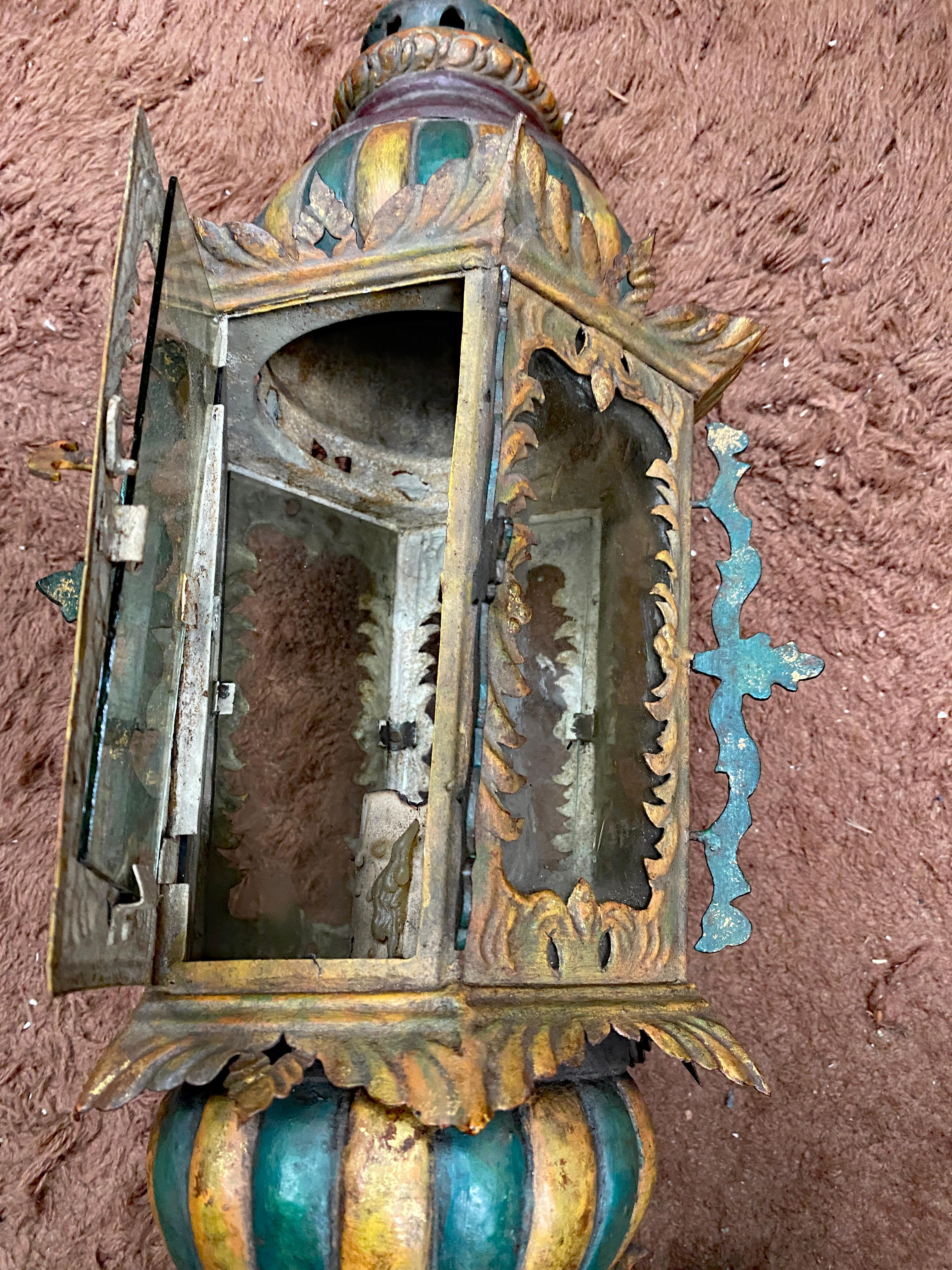 Antica lanterna veneziana in metallo verniciato, fine '800, inizio '900 in vendita 5