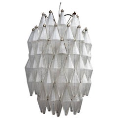 Old Venini Midcentury Italian Chandelier Poliedro, 1950s Murano