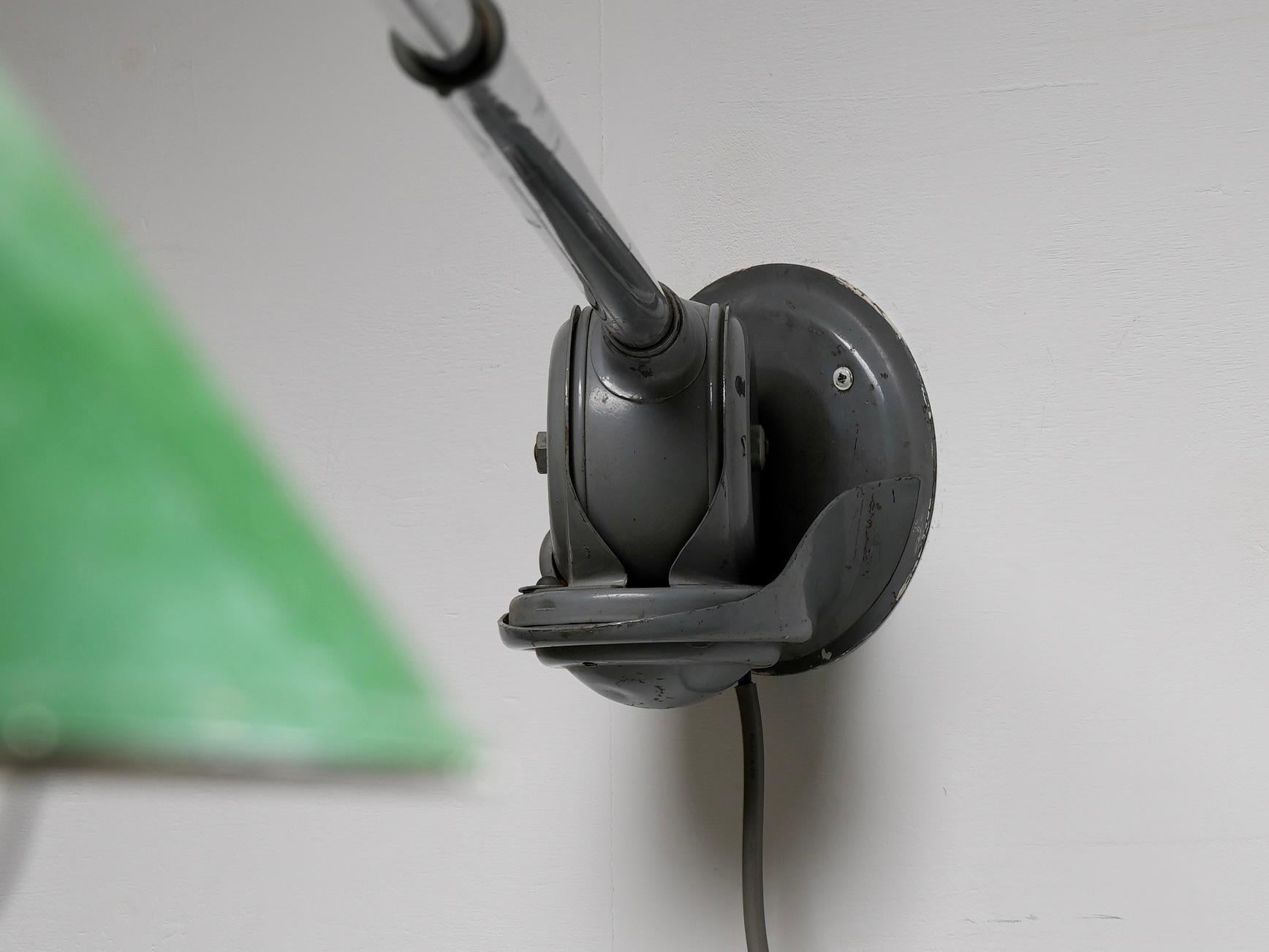 Ancienne lampe Triplex de Johan Petterson avec abat-jour vert, Suède, années 1930 en vente 1