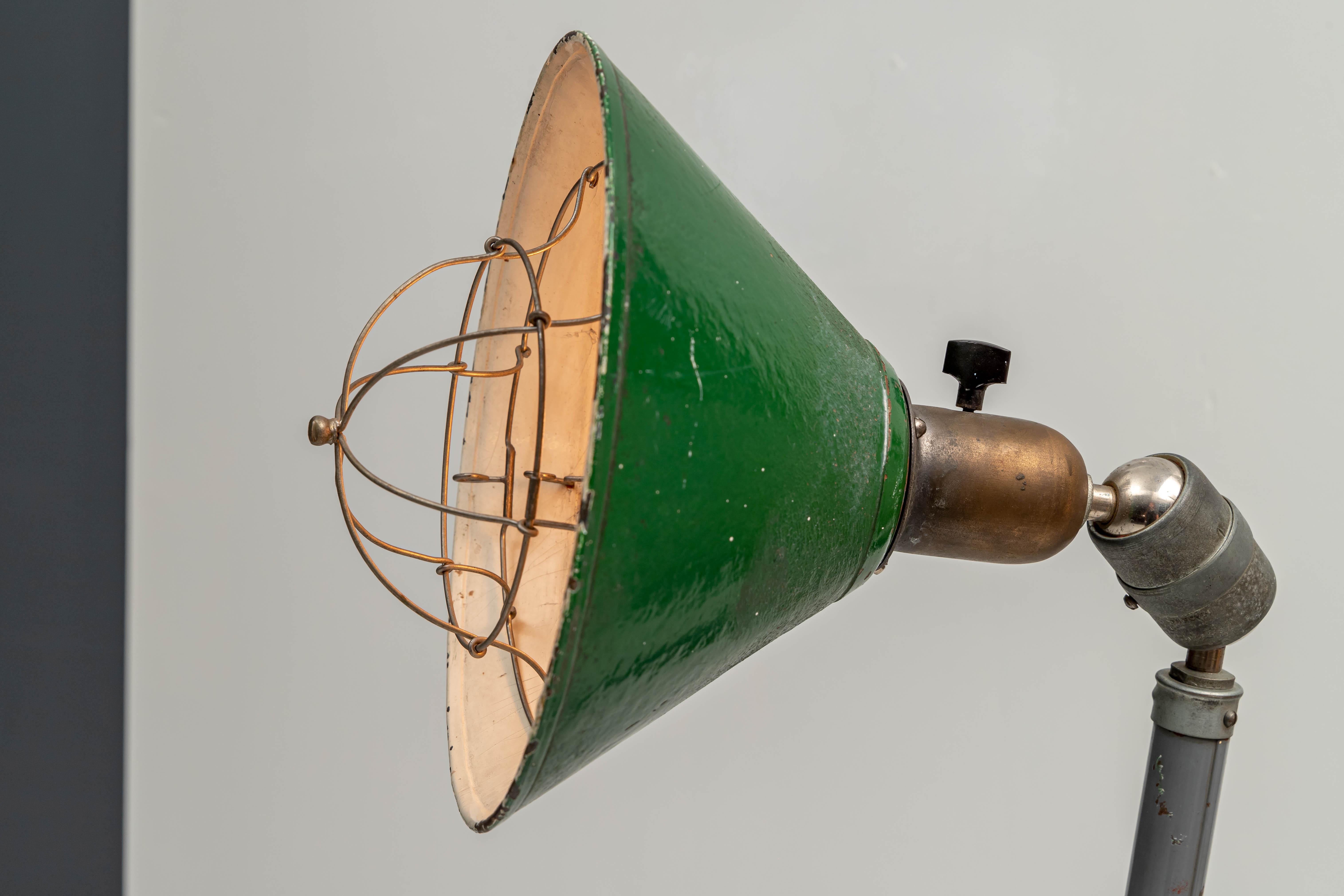 Old Version Johan Petterson Triplex Lamp with Green Shade, Sweden, 1930's In Good Condition For Sale In Amsterdam, NL