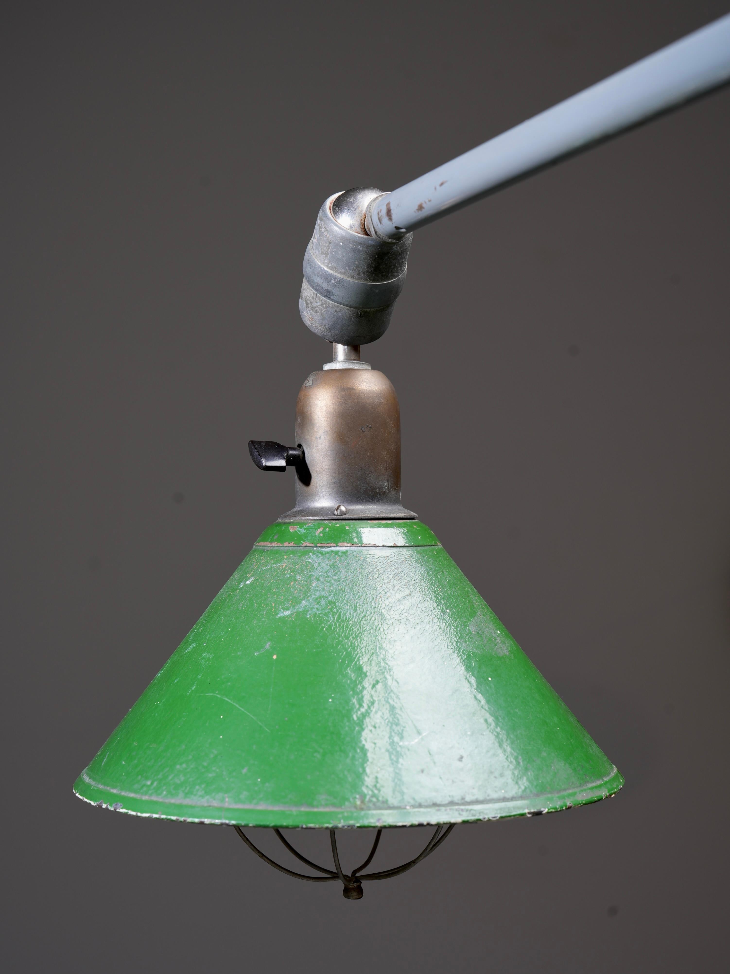 Ancienne lampe Triplex de Johan Petterson avec abat-jour vert, Suède, années 1930 en vente 3