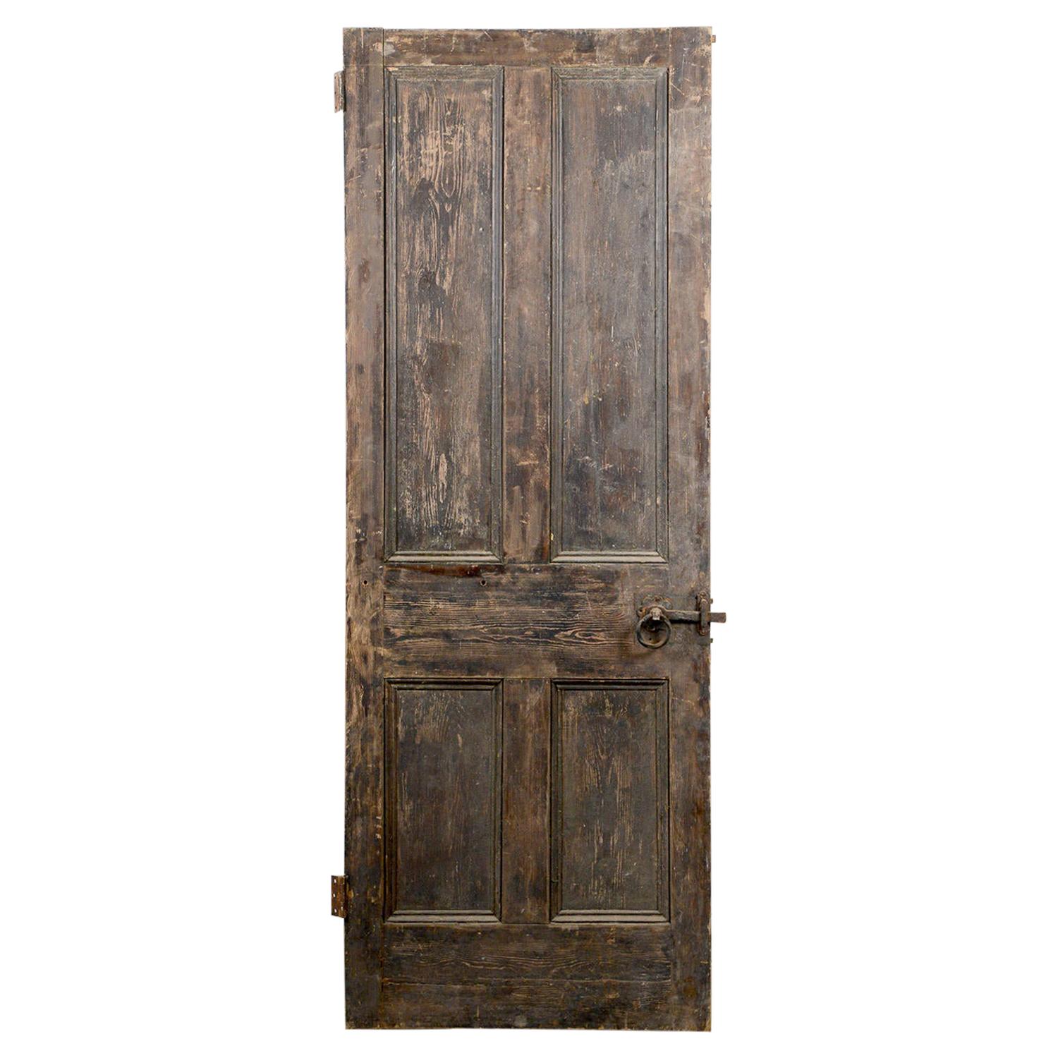 Old Victorian Four Plain Panel Interior Door, 20th Century For Sale