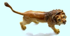 Old Vienna Bronze Cold-painted Figure of a small Lion, Franz Bergmann