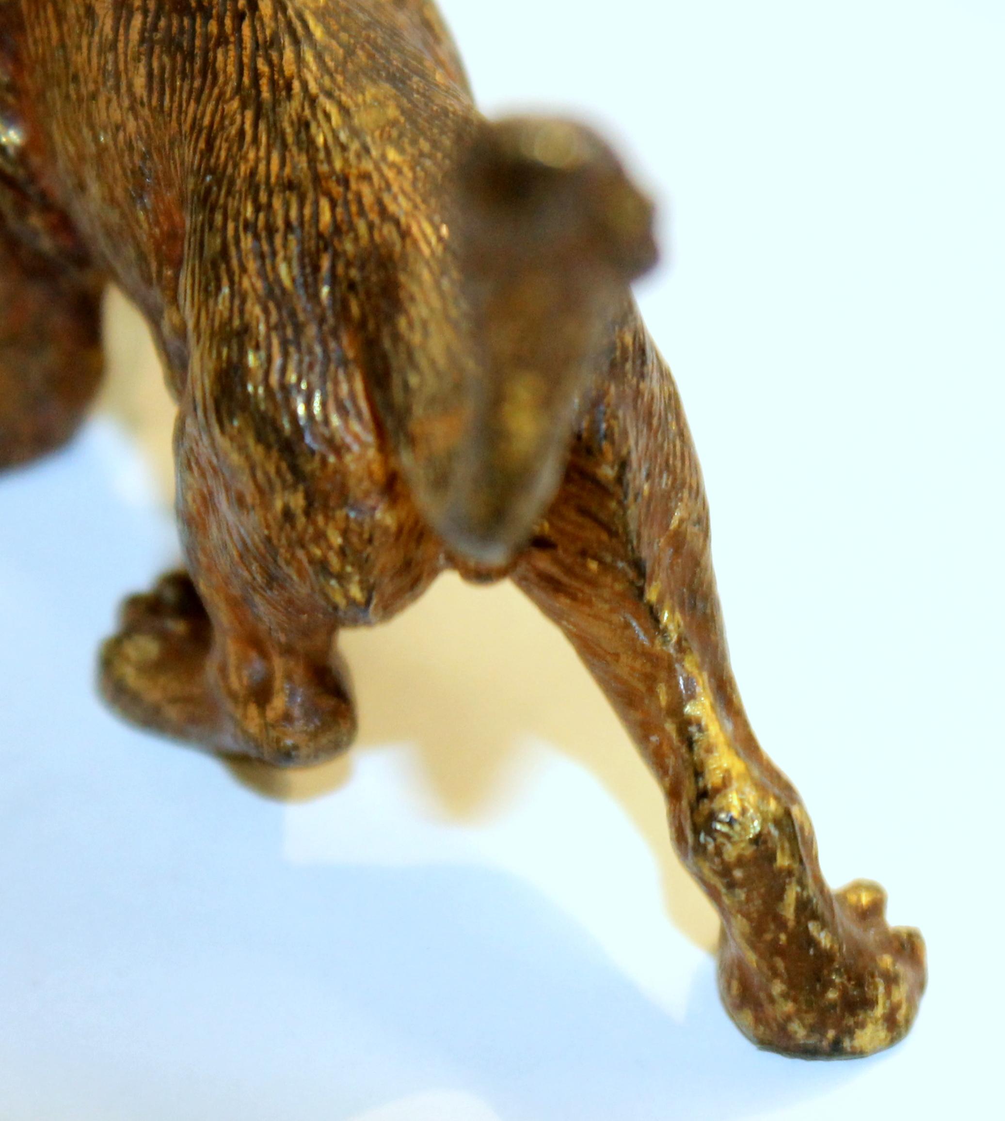 Old Vienna Cold Painted Bronze Figure of a Small Lion, Signed Franz Bergmann For Sale 6