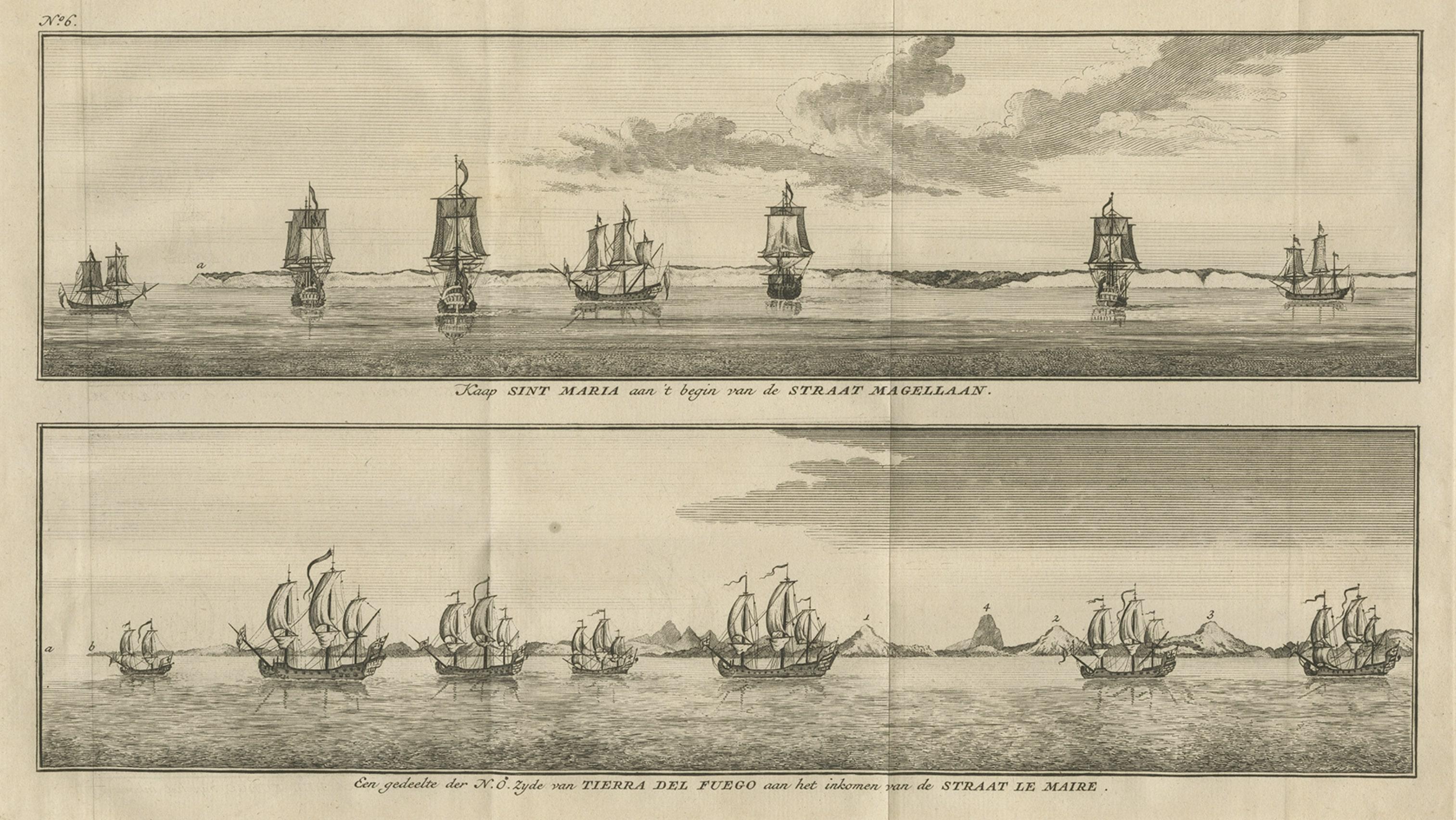 Paper Old Views of Cabo Santa Maria & Tierra del Fuego, Chile, 1749 For Sale