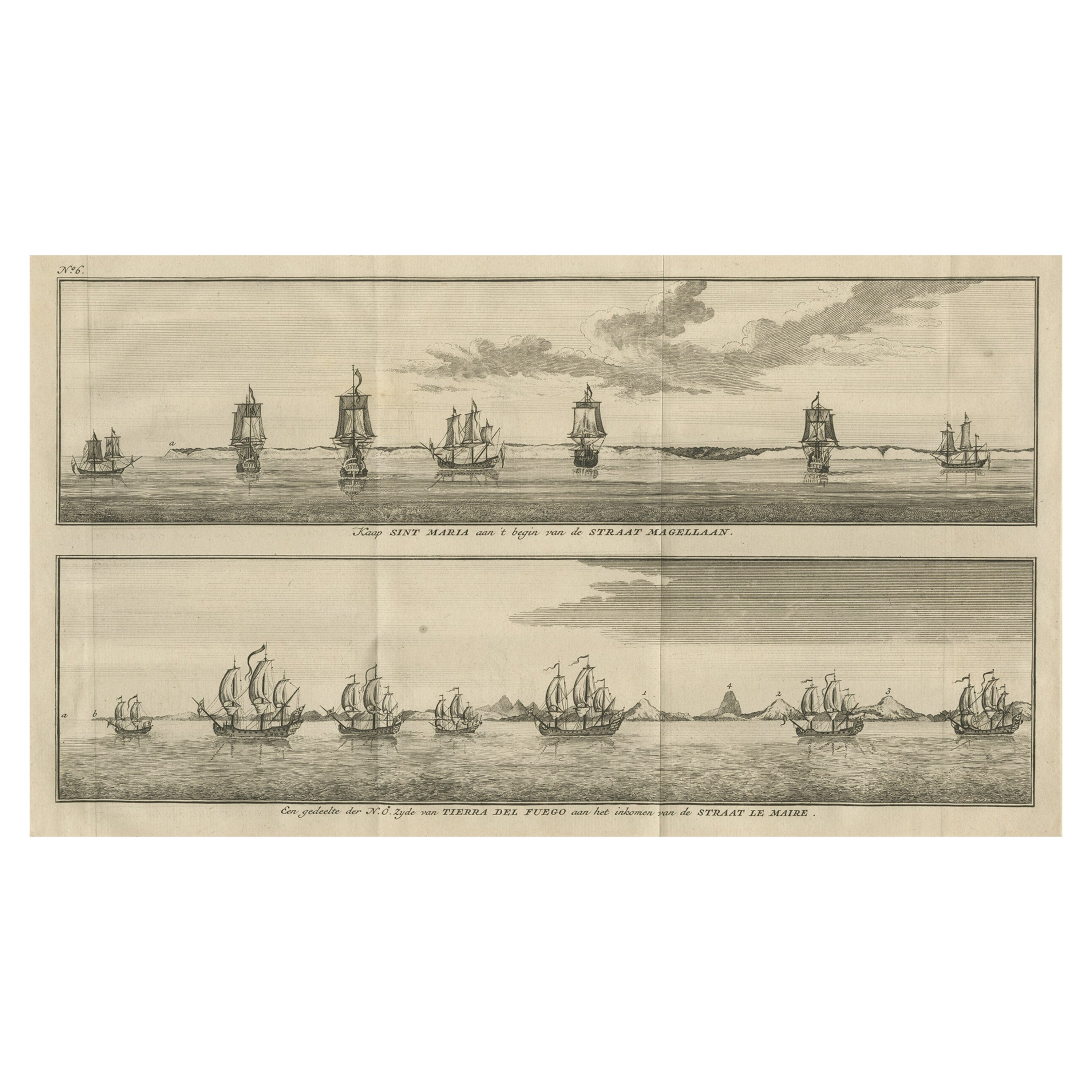 Alte Ansichten von Cabo Santa Maria & Tierra del Fuego, Chile, 1749