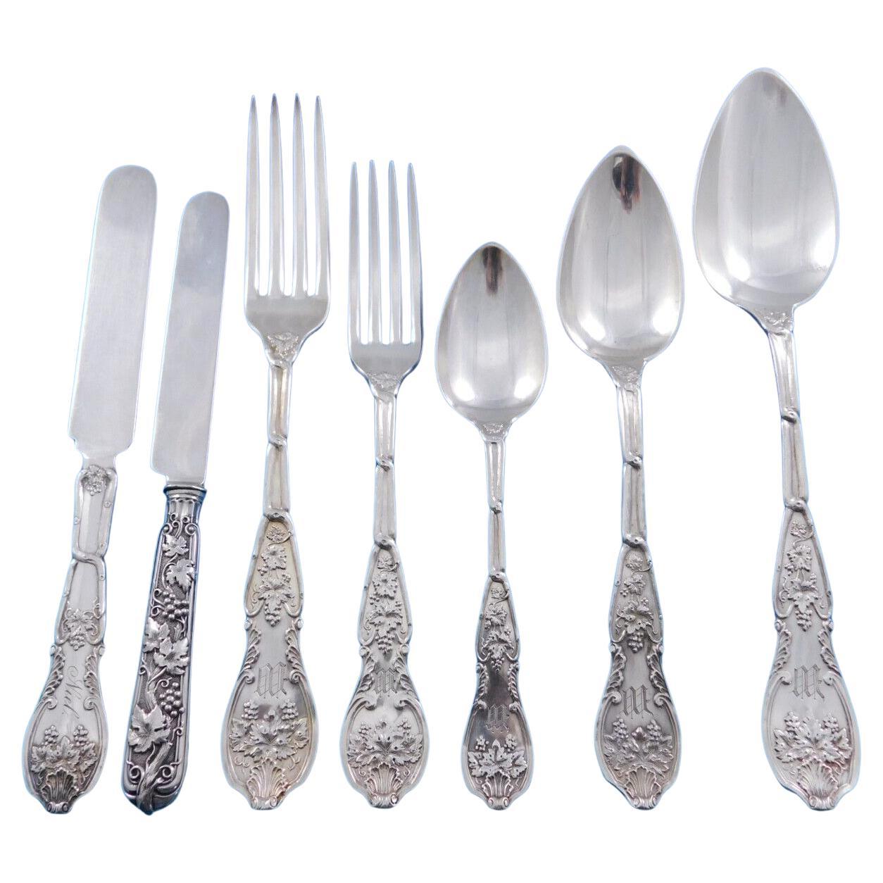 Old Vineyard by Wood & Hughes Sterling Silver Flatware Service Set 88 pcs Rare