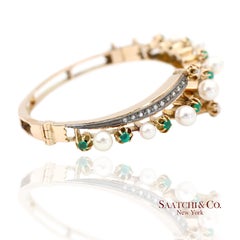 Old Vintage 14K 585 Gelbgold Natürlicher Diamant-Armreif