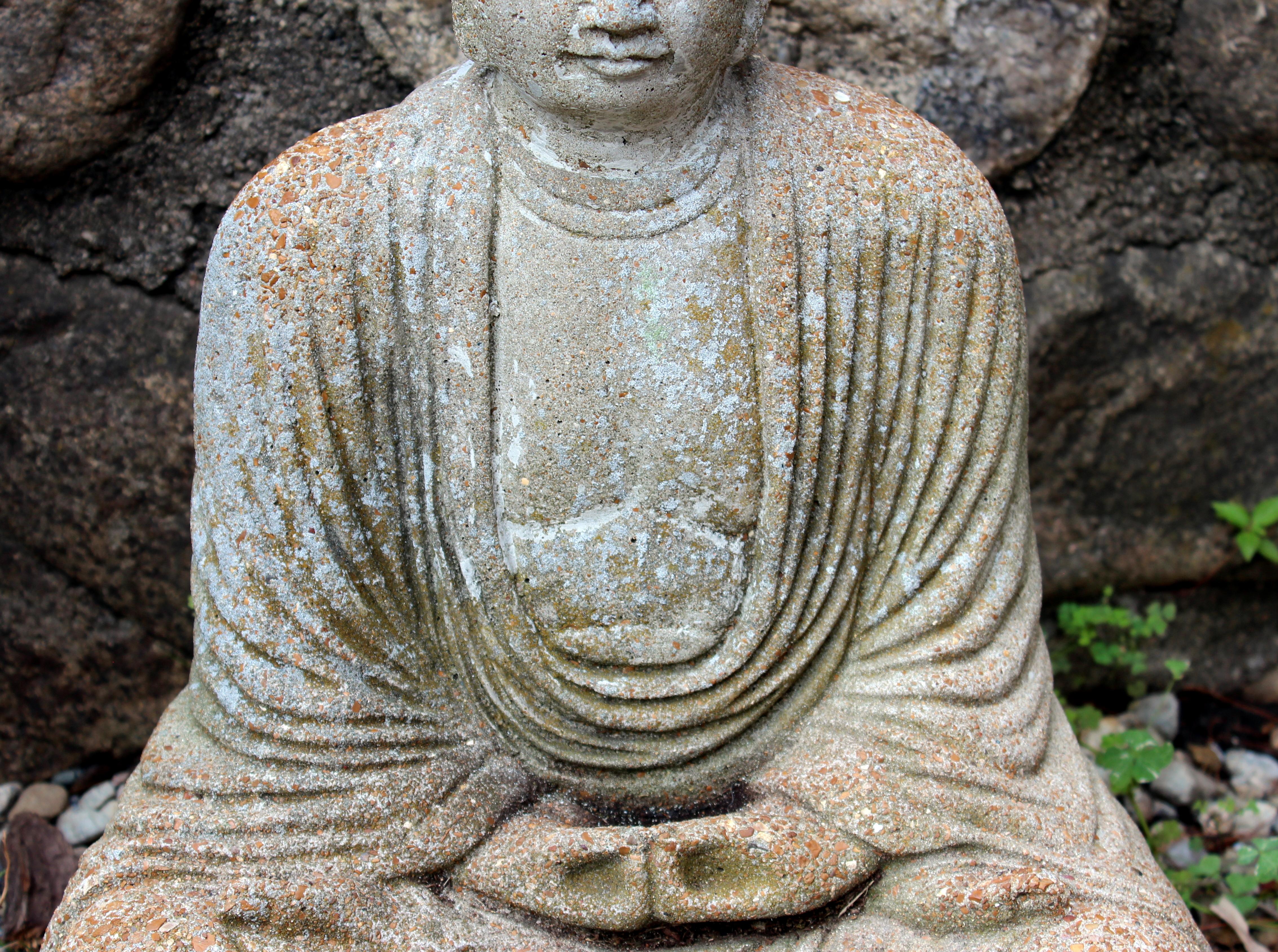 Molded Old Vintage Buddha Cement Chinese Art Figure Sculpture Zen Meditation Garden