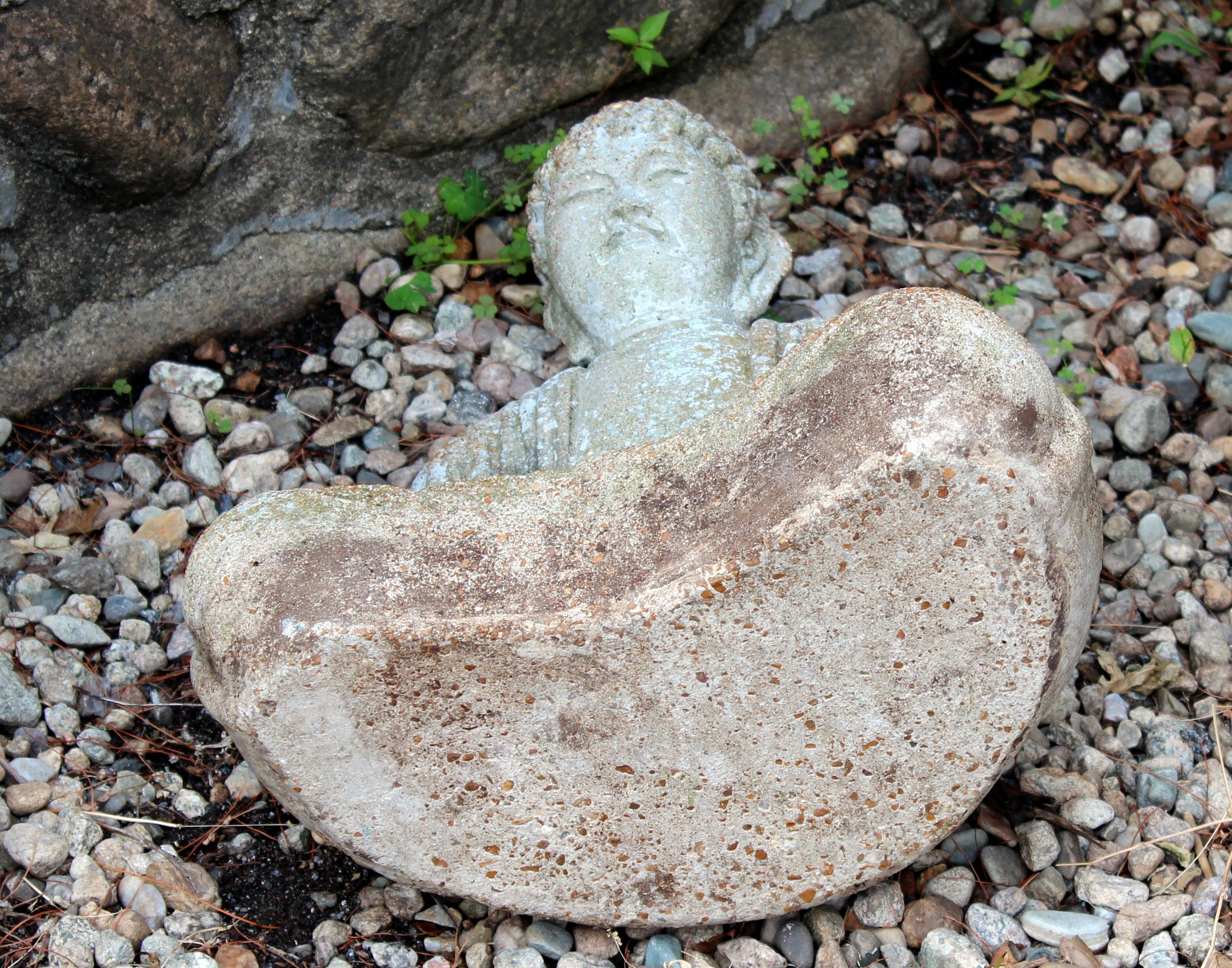 Old Vintage Buddha Cement Chinese Art Figure Sculpture Zen Meditation Garden 1