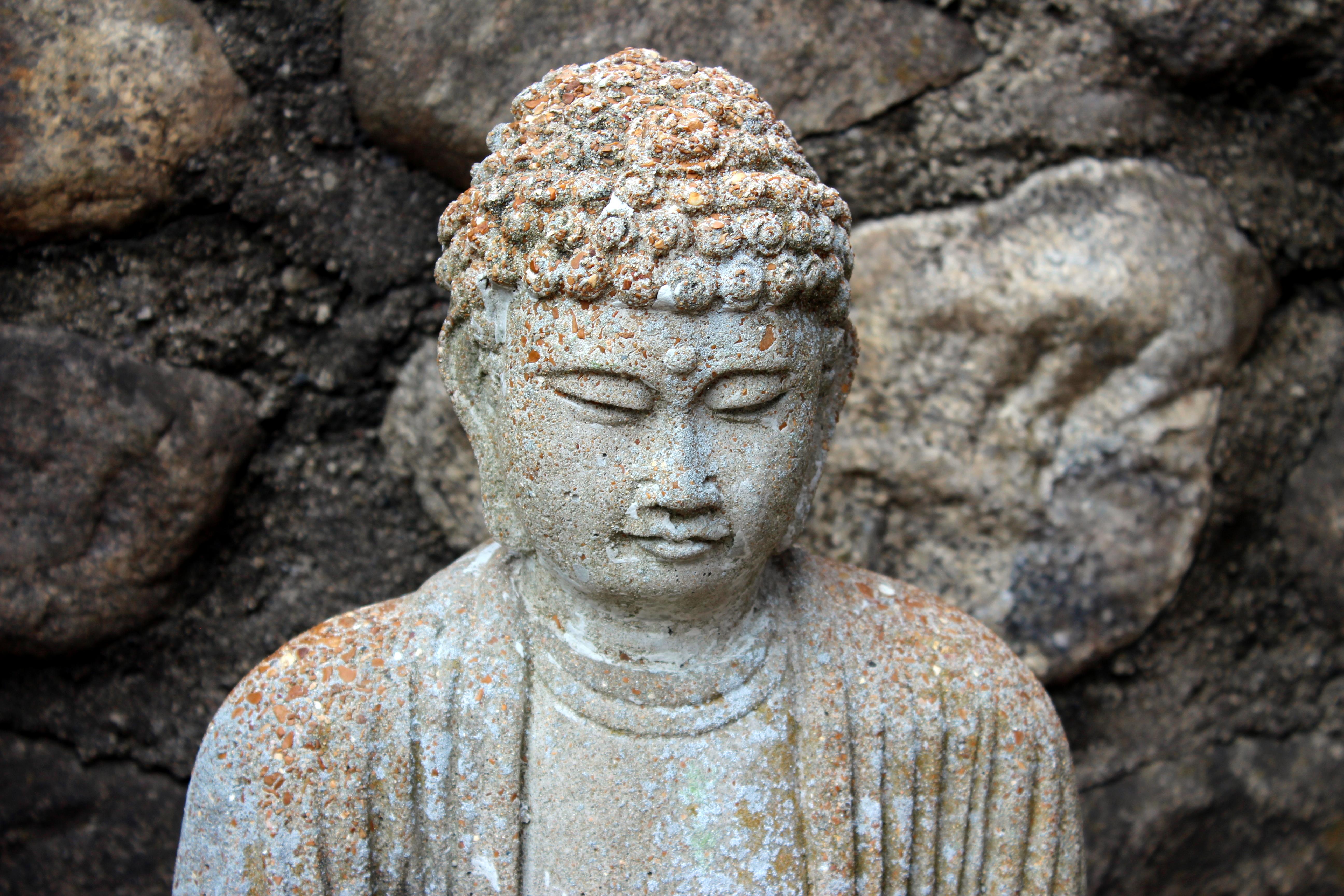 Old Vintage Buddha Cement Chinese Art Figure Sculpture Zen Meditation Garden 2
