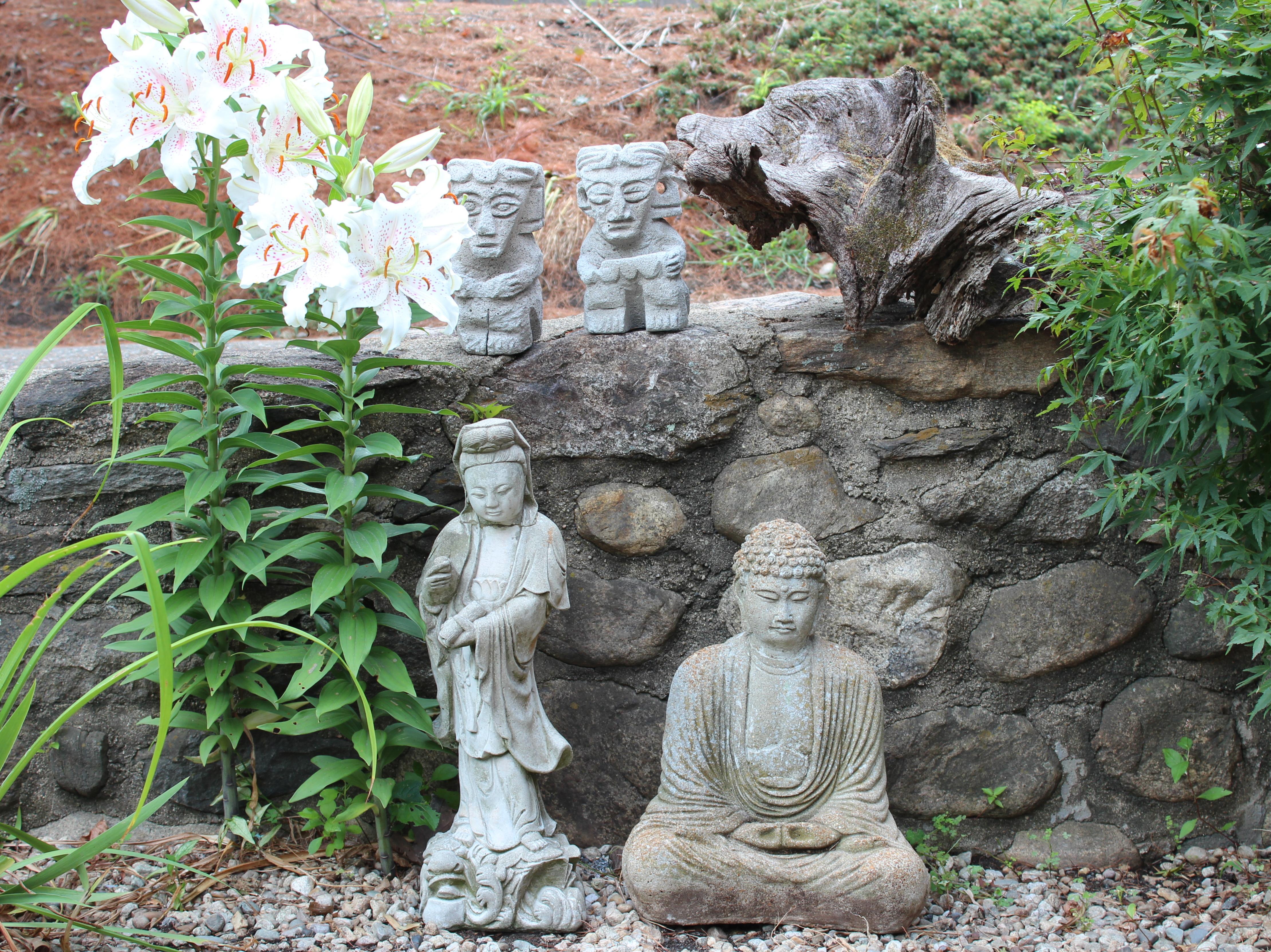 Old Vintage Buddha Cement Chinese Art Figure Sculpture Zen Meditation Garden 3