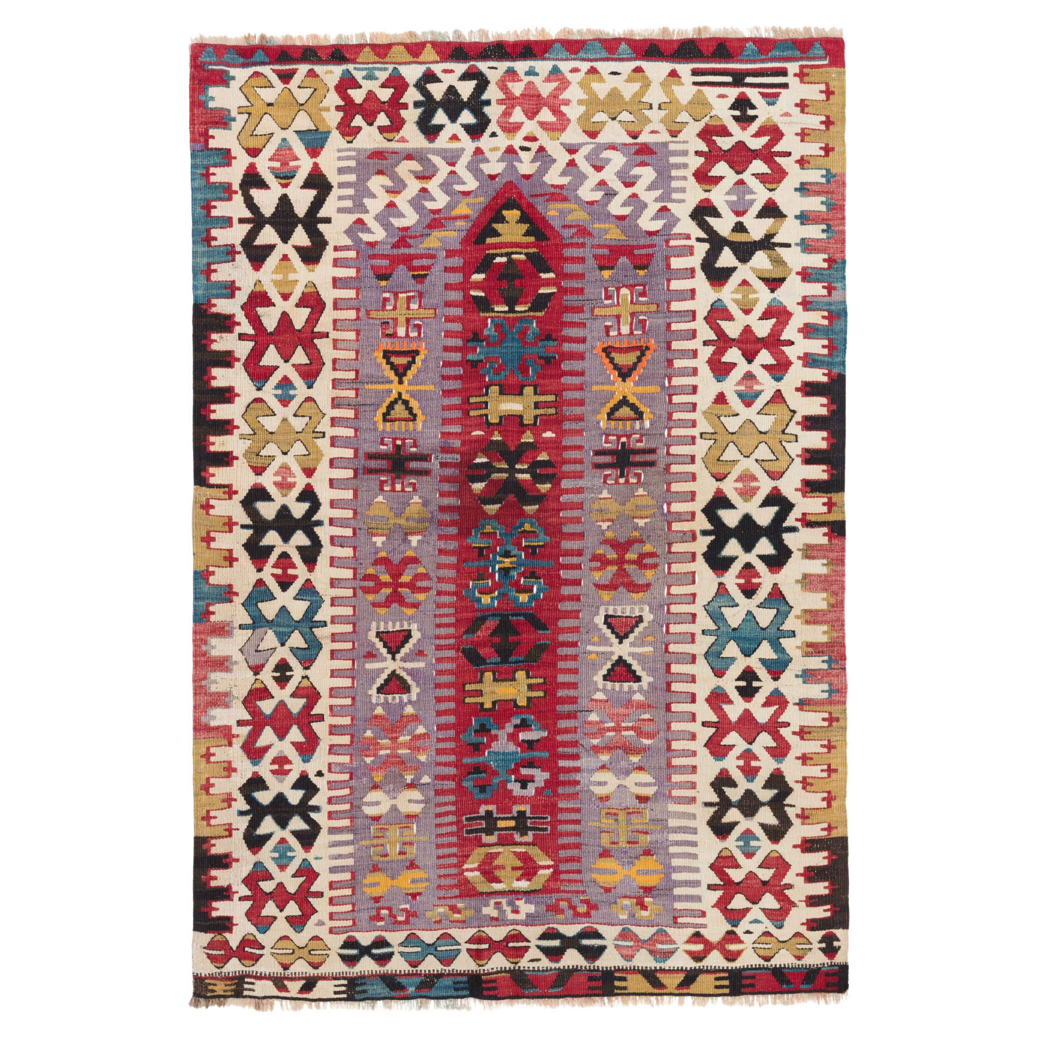 Vecchio tappeto turco d'epoca Esme Eshme Kilim dell'Anatolia occidentale tessuto a mano in vendita