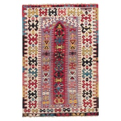 Tapis turc vintage tissé à la main Esme Eshme Kilim d'Anatolie occidentale
