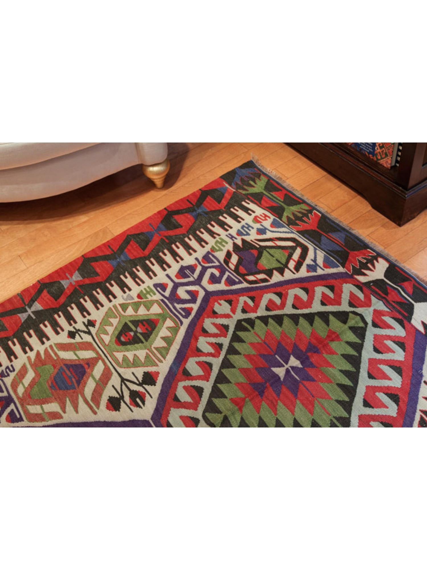 Turco Vecchio tappeto vintage Esme Kilim dell'Anatolia occidentale in cotone e lana in vendita