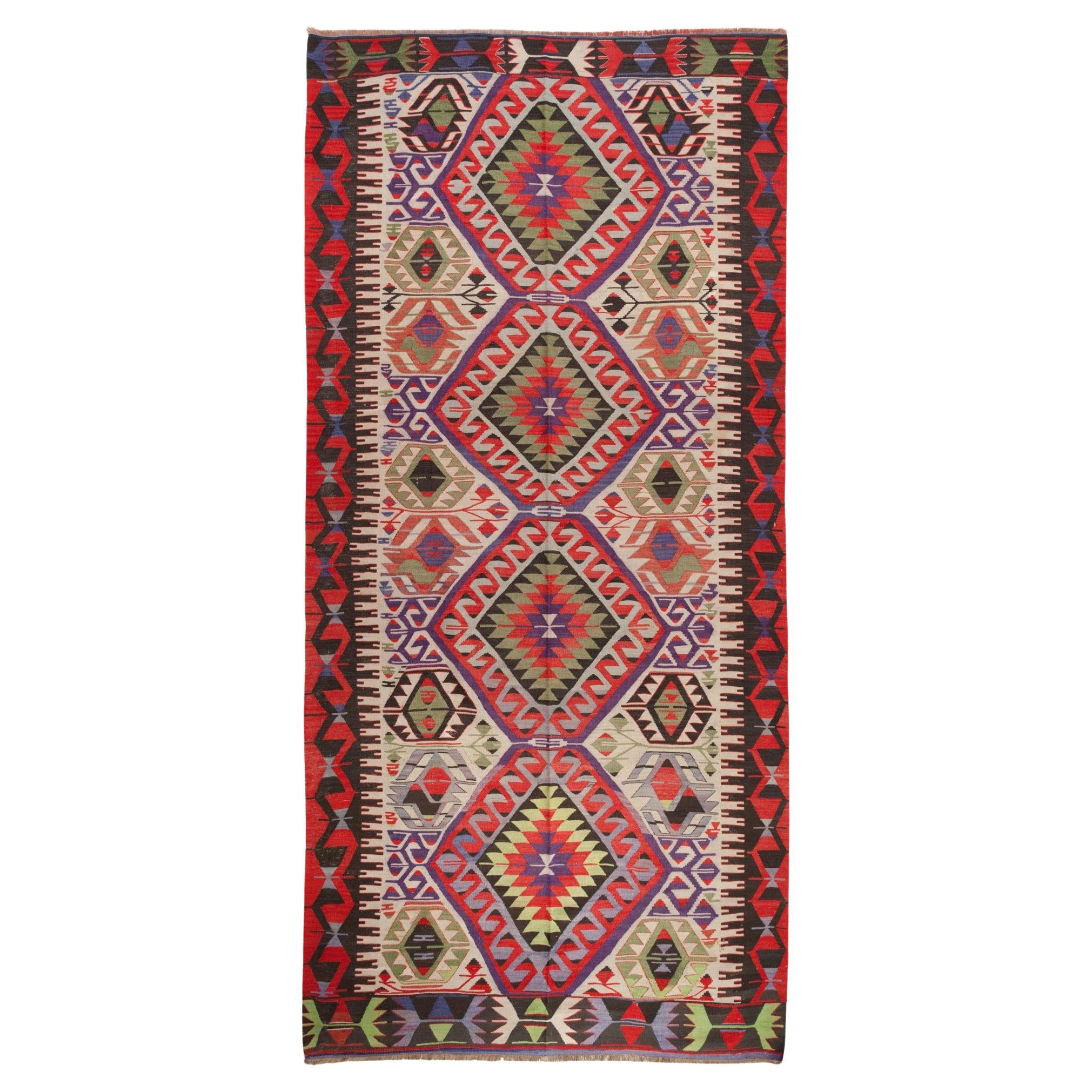 Tapis turc d'Anatolie occidentale Esme Kilim vintage en coton et laine