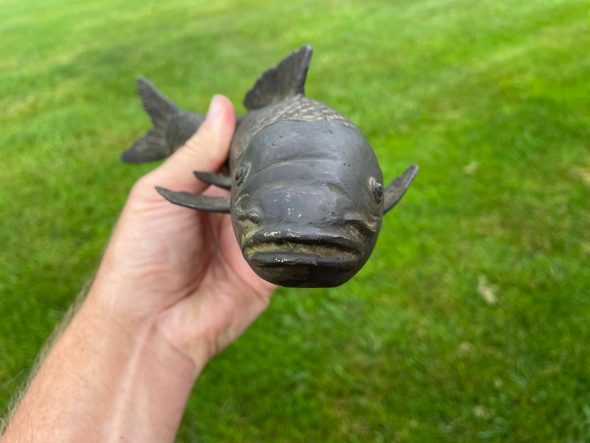 Old Vintage Japanese Pair Large Bronze Koi Fish Fortune and Prosperity 9