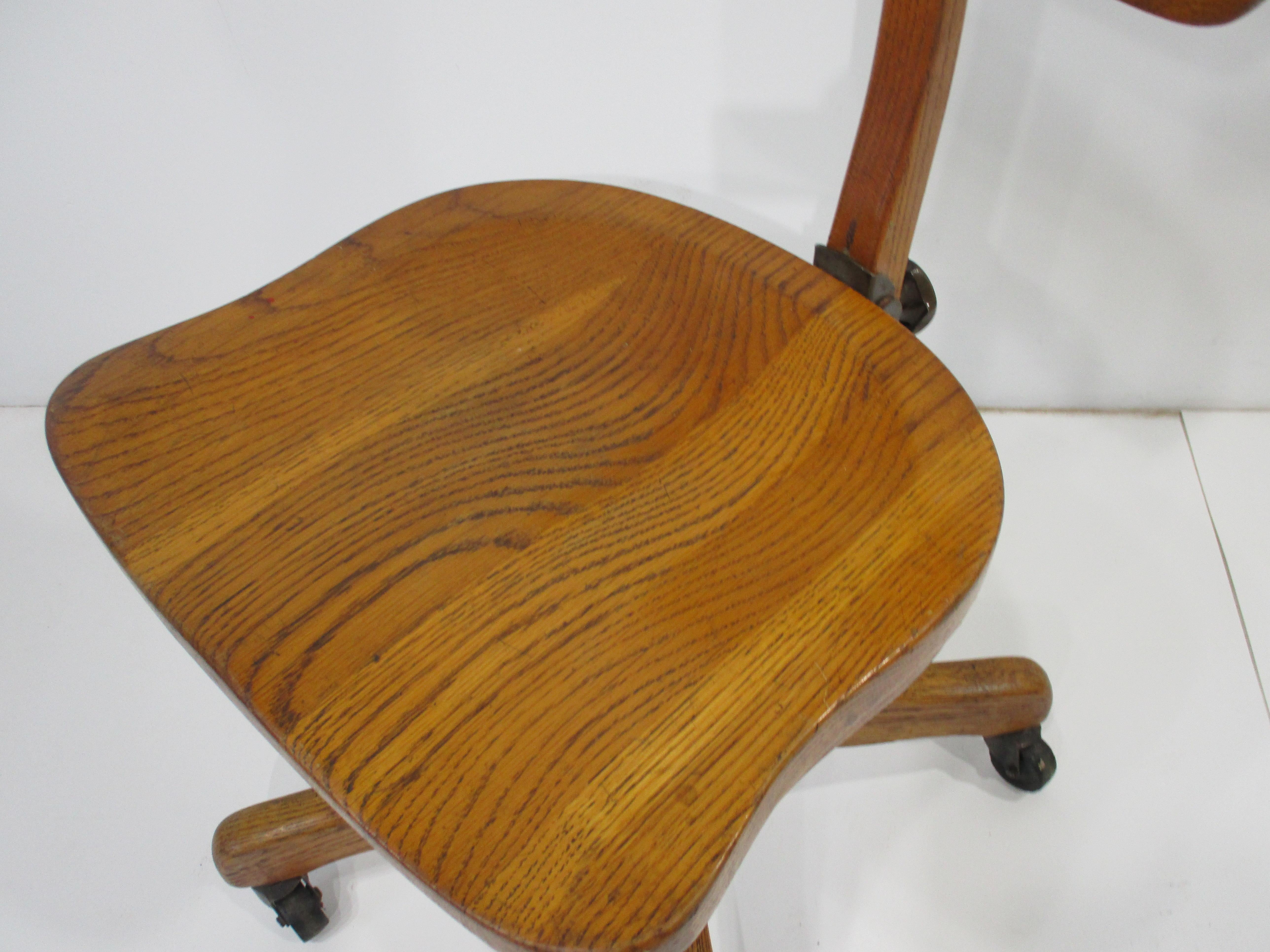 Old Vintage Oak Wood Desk Chair For Sale 1
