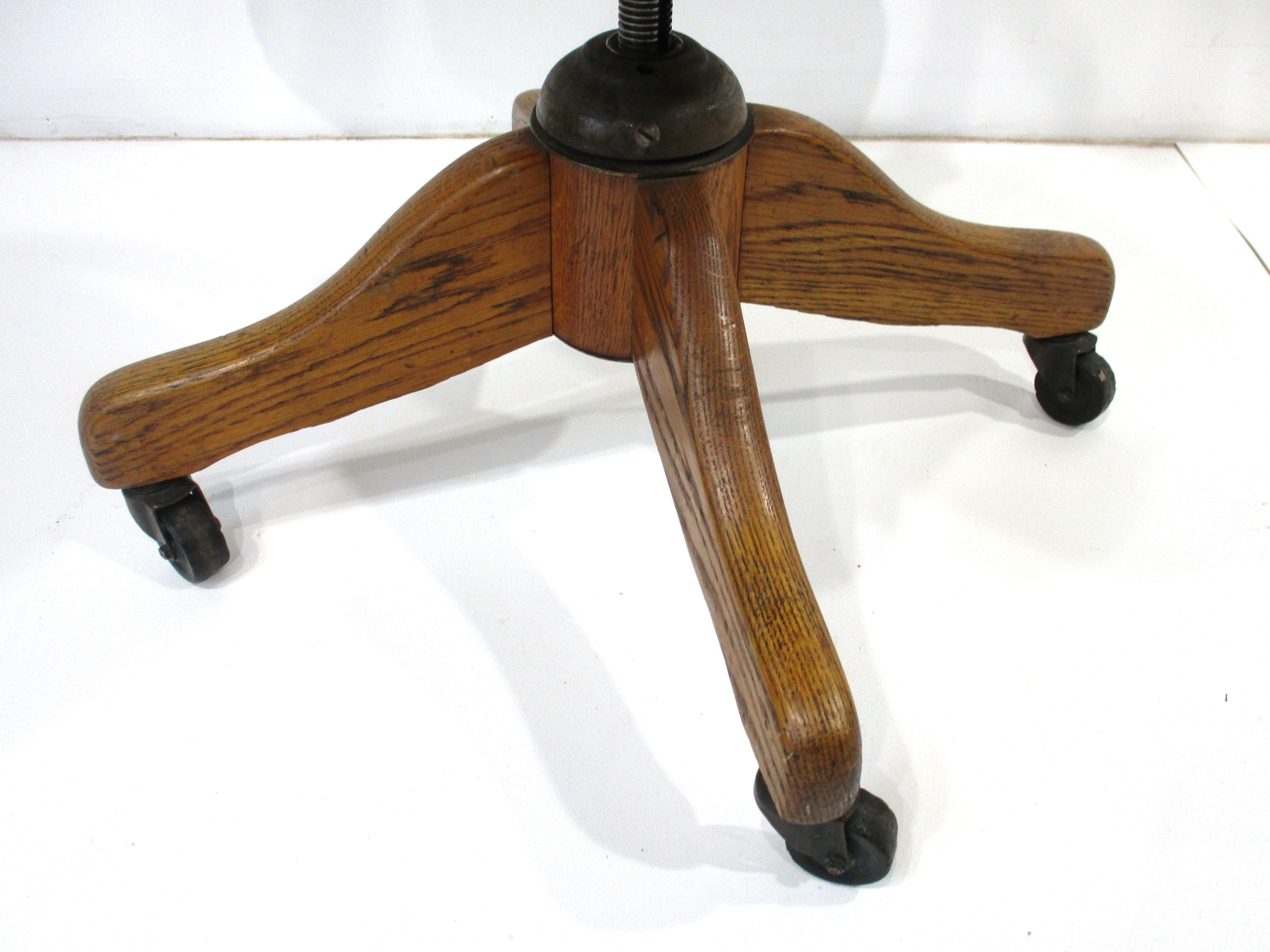 Old Vintage Oak Wood Desk Chair For Sale 2