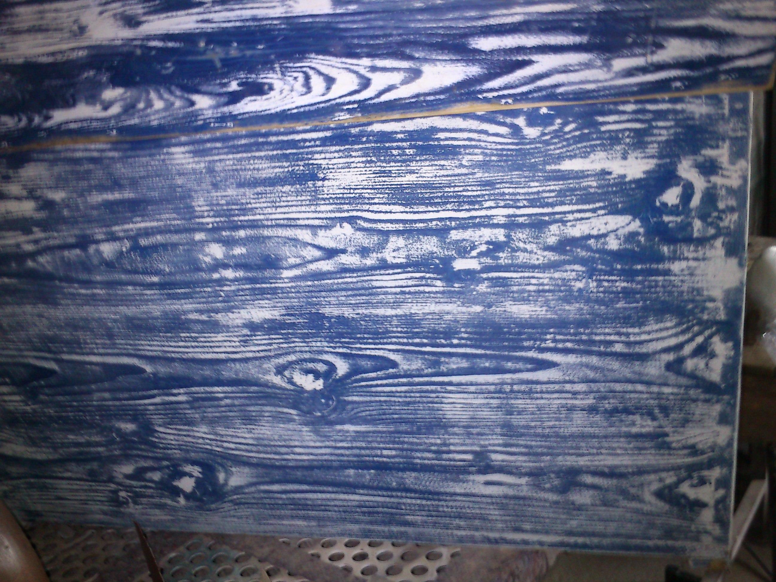 Painted blue-white chest found in Hungary. We renovated and painted warm blue-white this old wooden chest, the wooden parts are in their original state. It looks good in any room of our home, would look great in a beach house as a coffee table.
