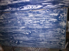 Old Vintage Painted Blue White Chest