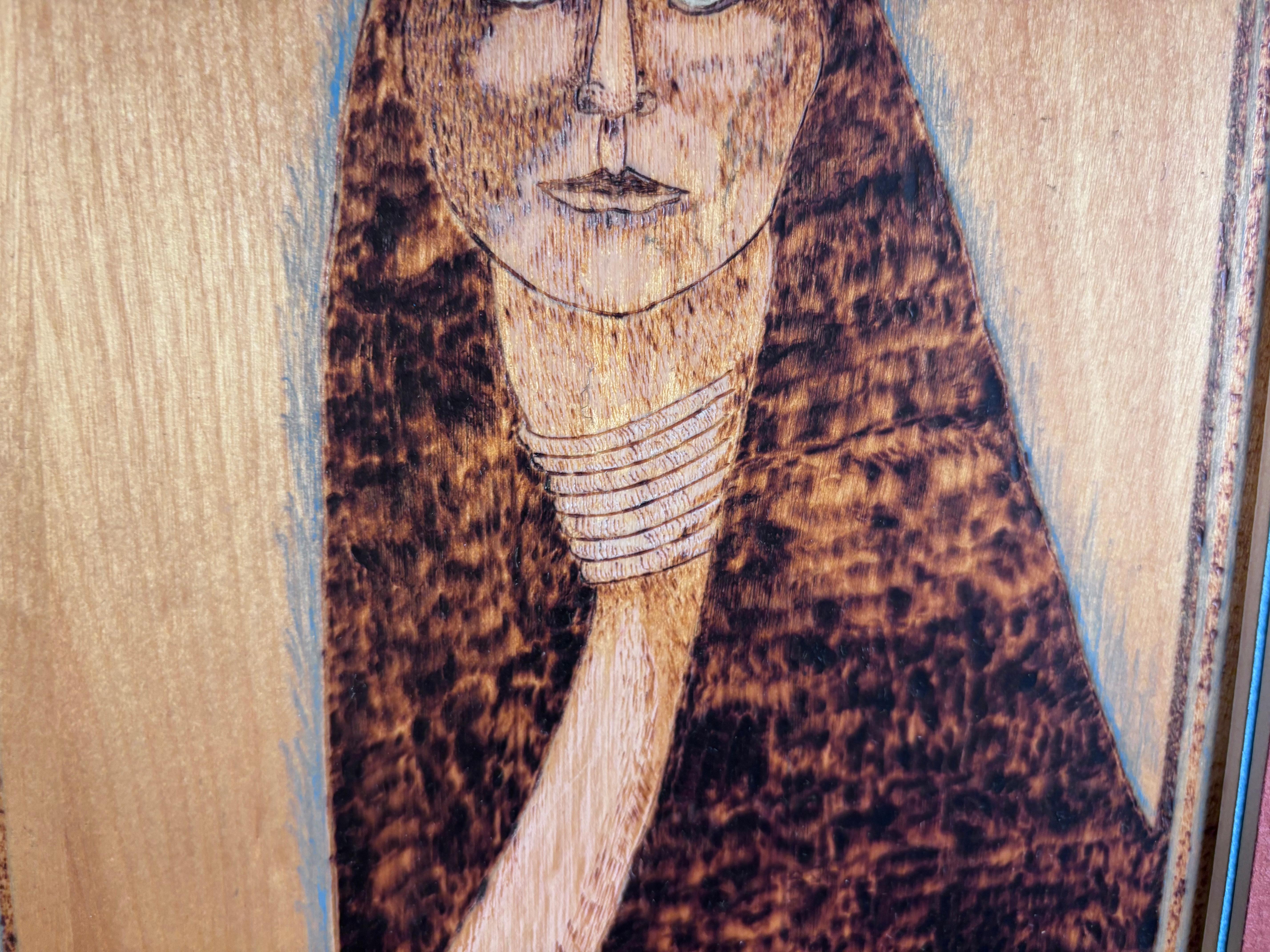 Vecchia coppia vintage di ritratti Native American Folk Art firmati JP Macett in vendita 3