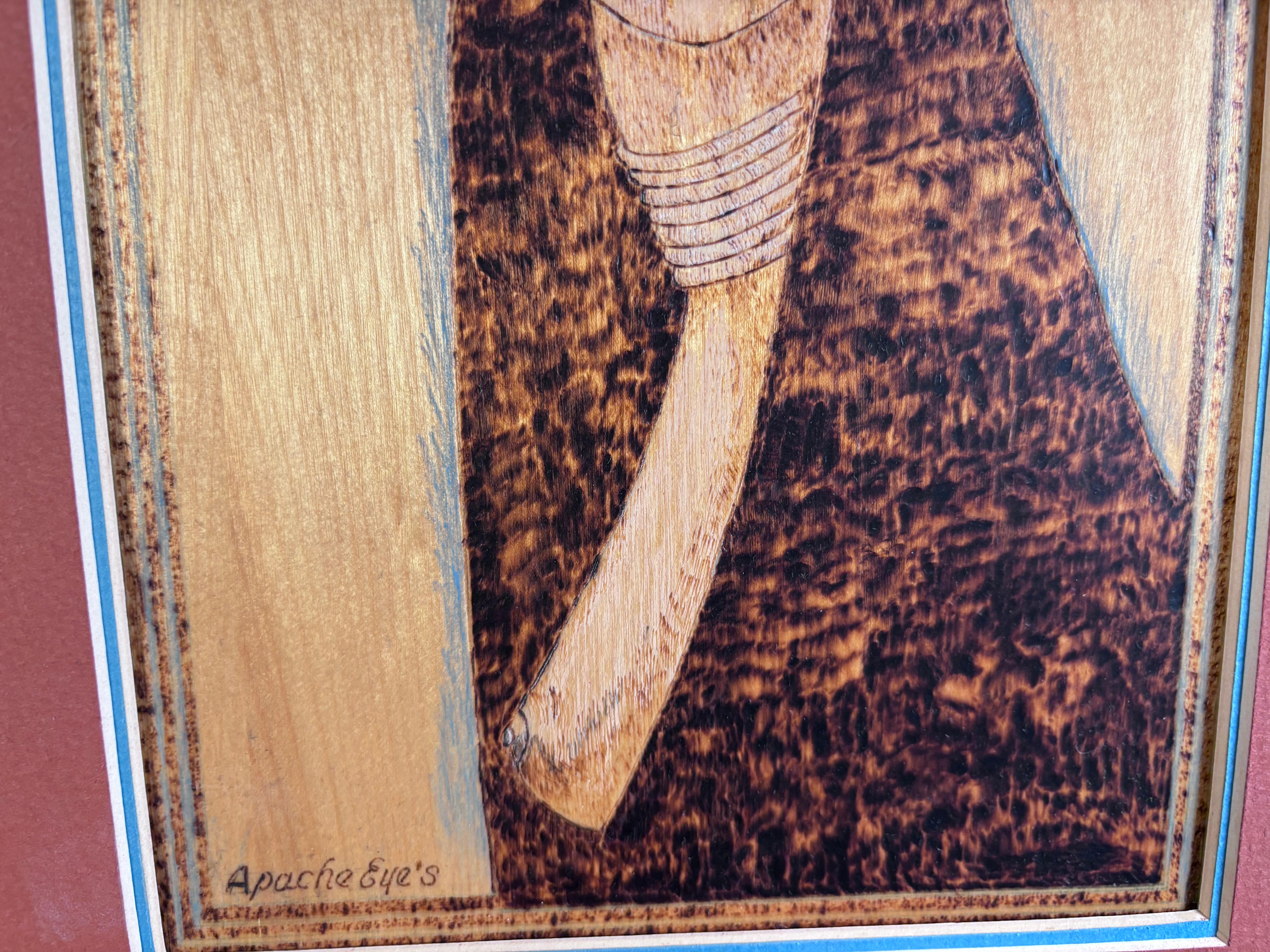 Vecchia coppia vintage di ritratti Native American Folk Art firmati JP Macett in vendita 4