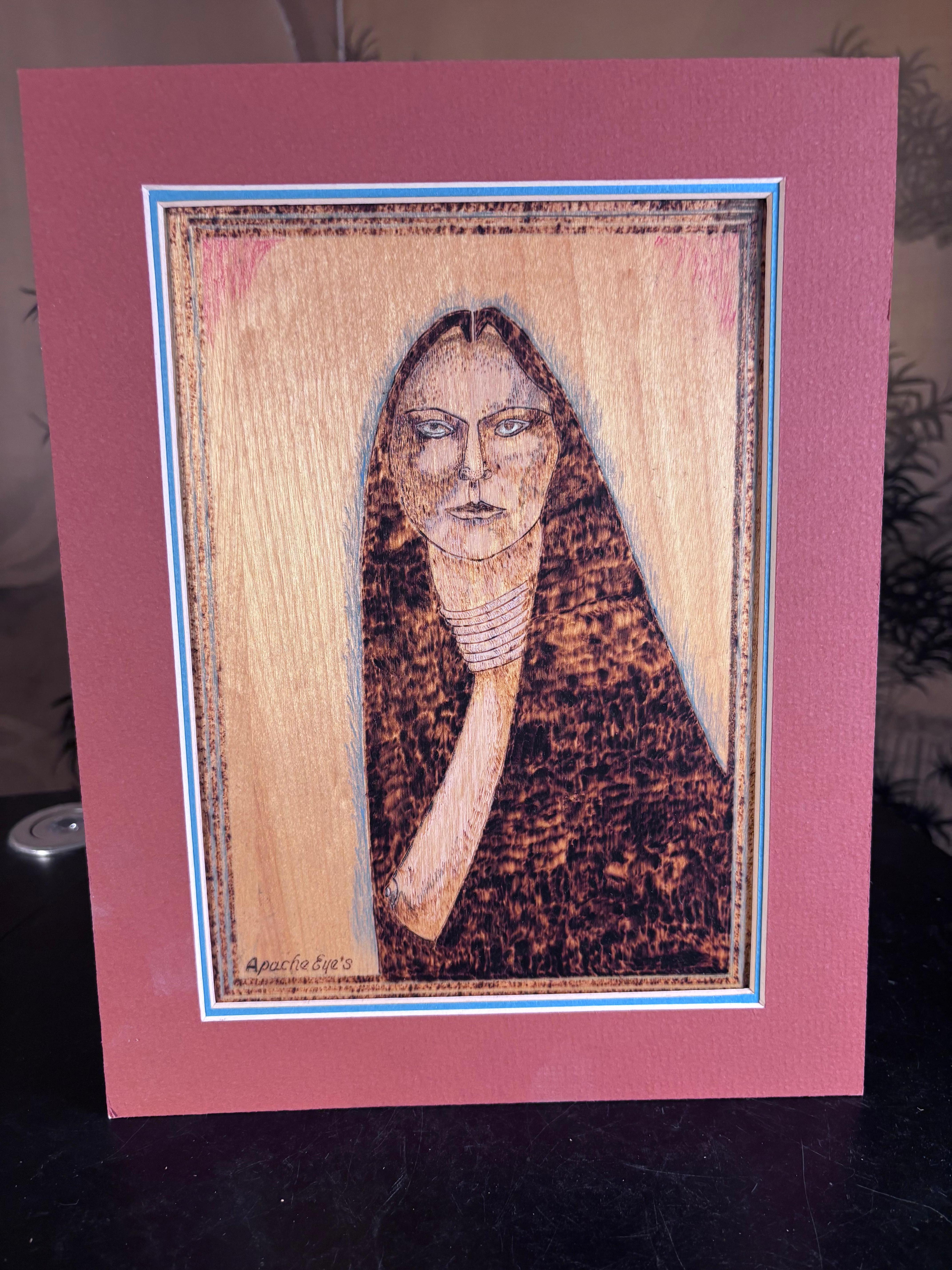 Vecchia coppia vintage di ritratti Native American Folk Art firmati JP Macett in vendita 1