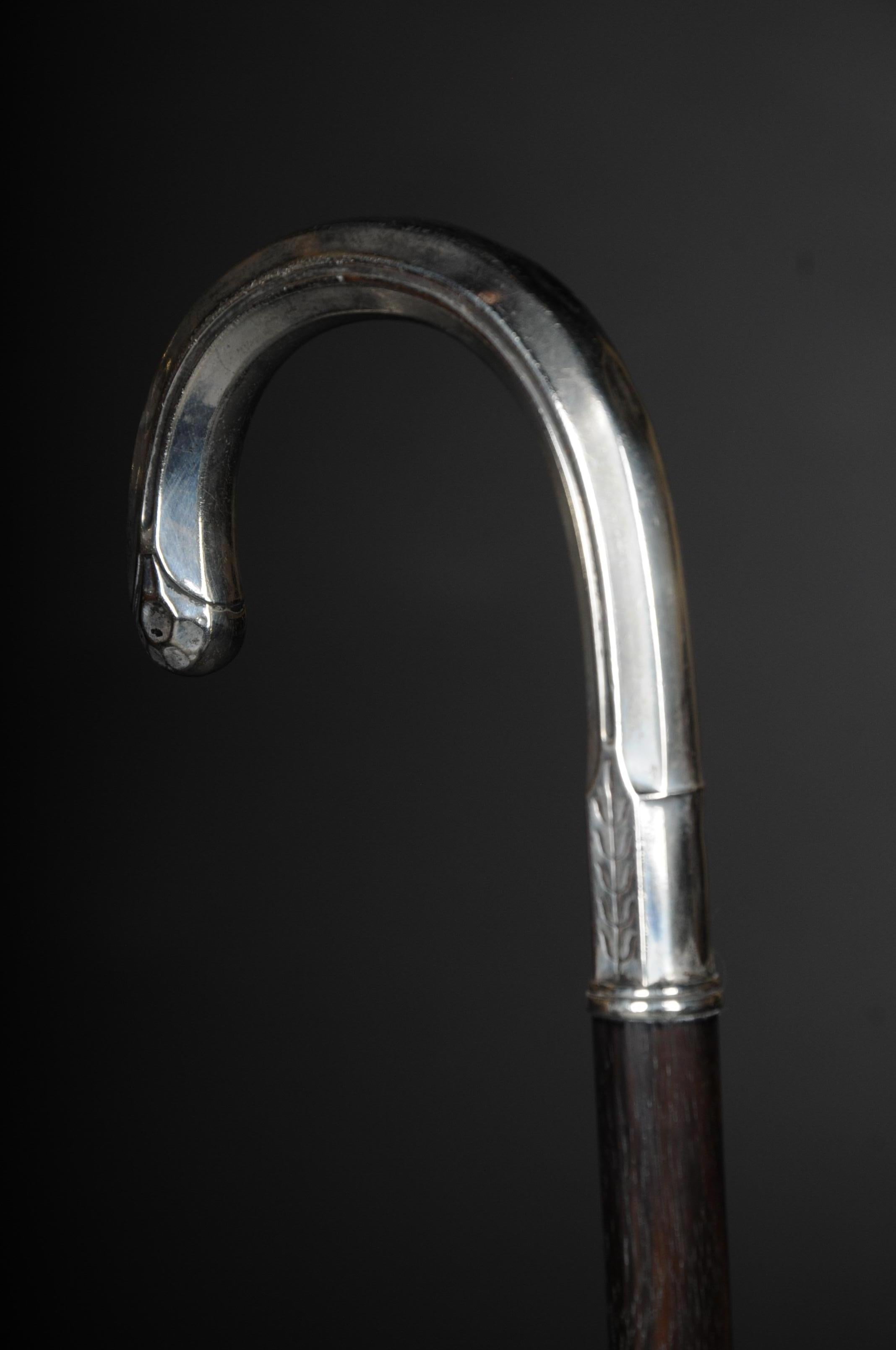 Ebonized Old Walking Stick / Strolling Stick, Silver Mount, Silver V-177 For Sale