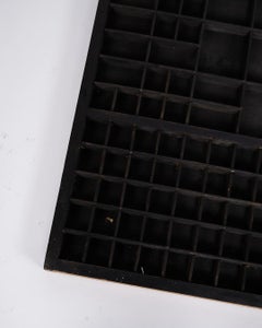 Old Wall-Hung Box In Black Painted Wood From 1930s