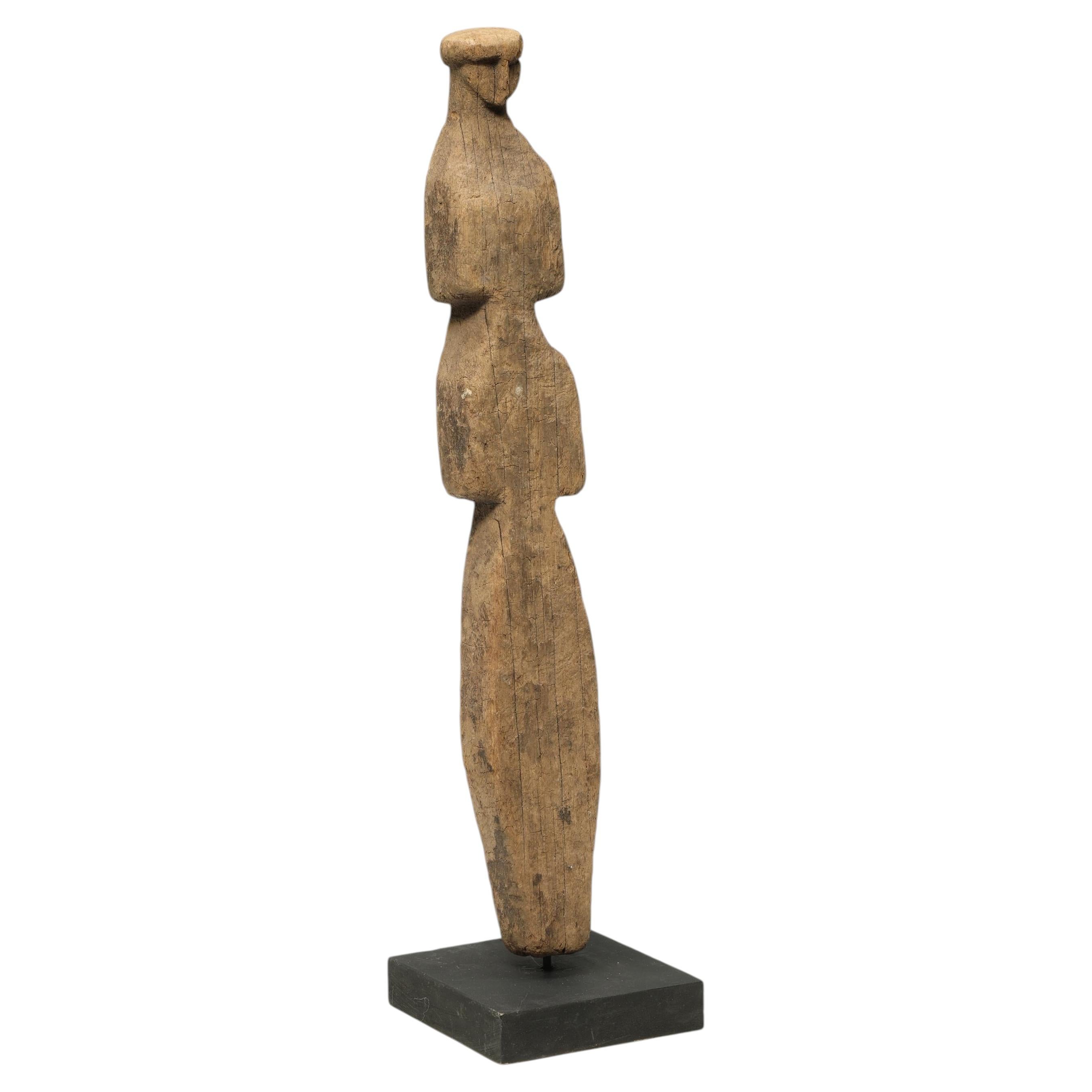 Figura Abstracta de Indio Kuna, Panamá, Madera Ina Sua, Madera Vieja Envejecida